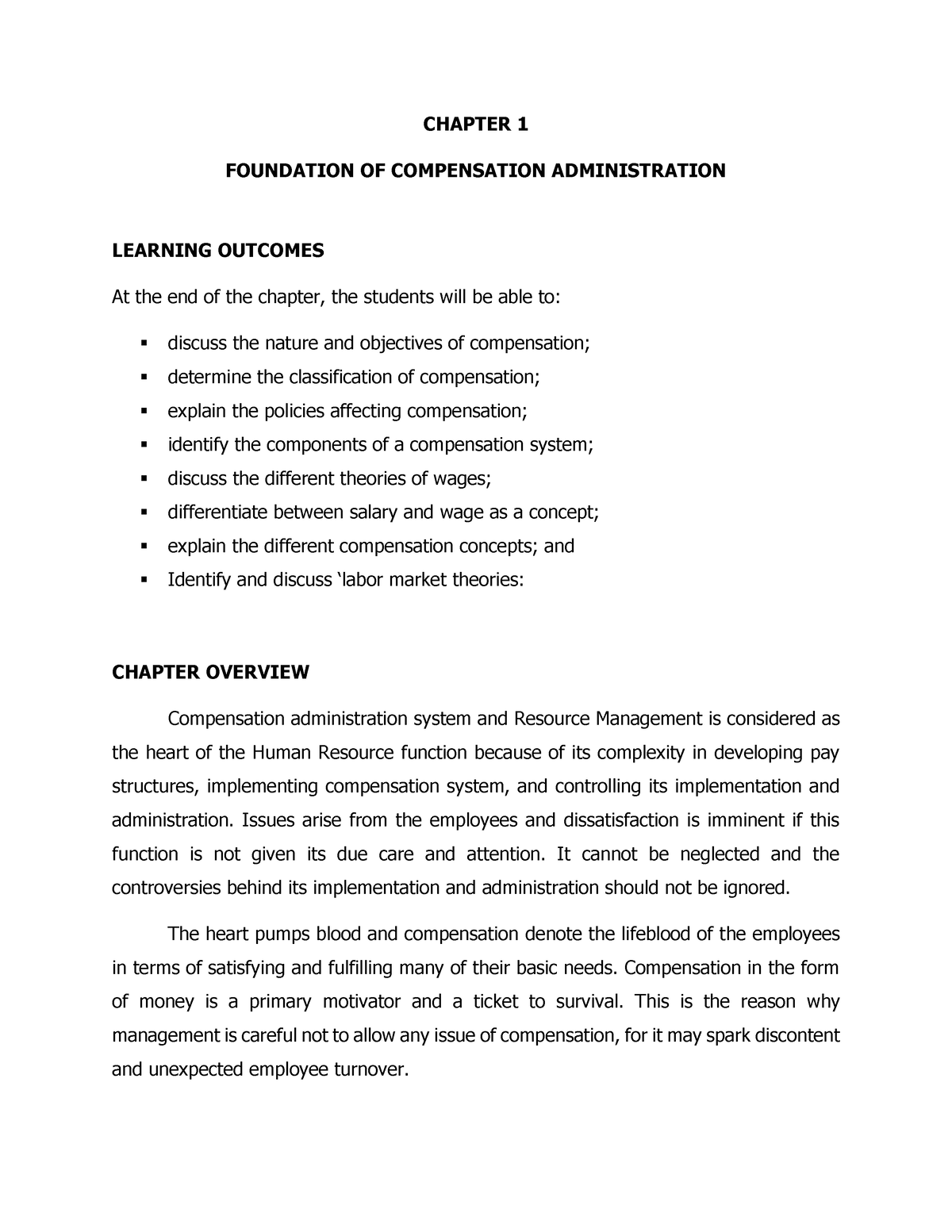 CA Chapter 1 - Compensation - CHAPTER 1 FOUNDATION OF COMPENSATION ...