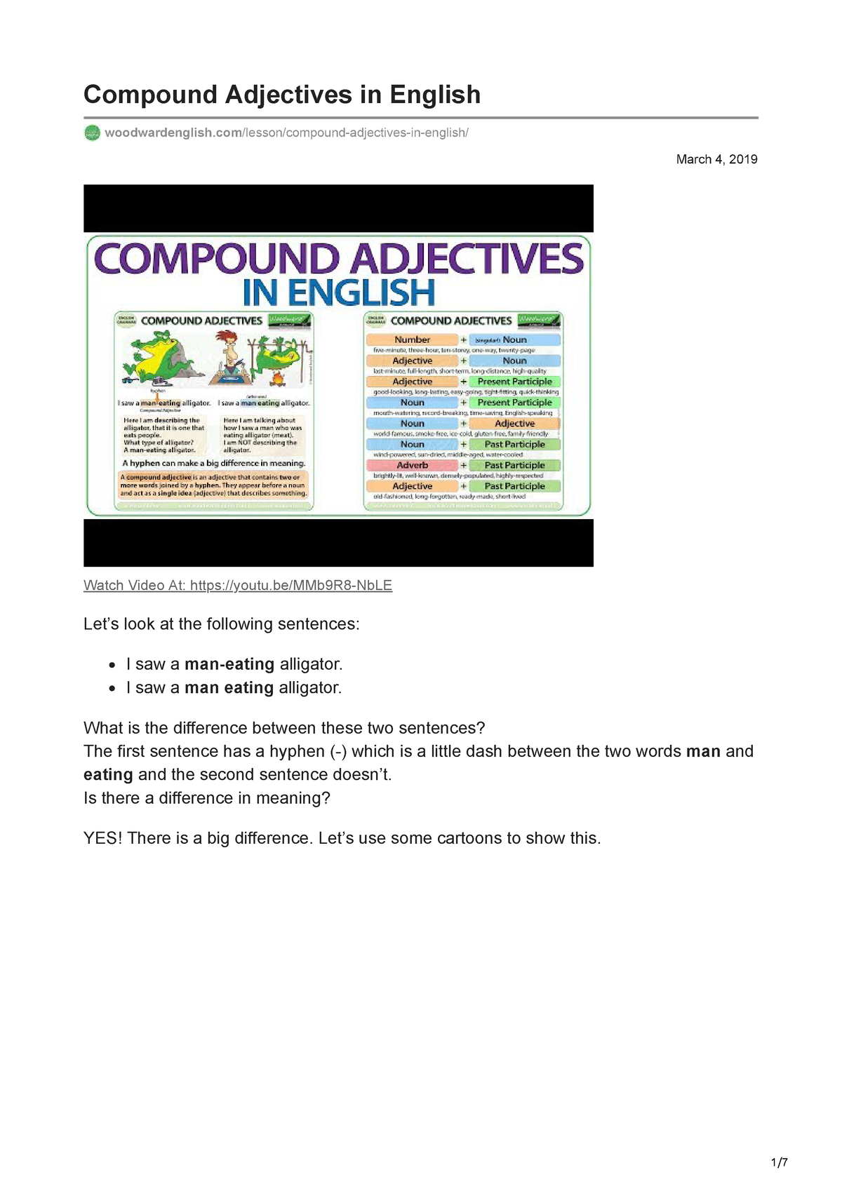 Woodwardenglish Com Compound Adjectives In English March