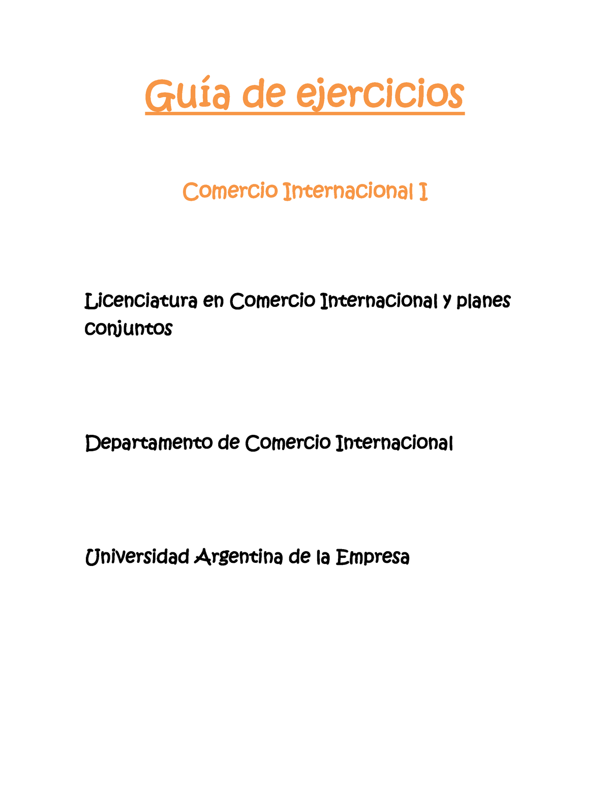 Gua De Ejercicios Comercio Internacional I 2019 - Guía De Ejercicios ...