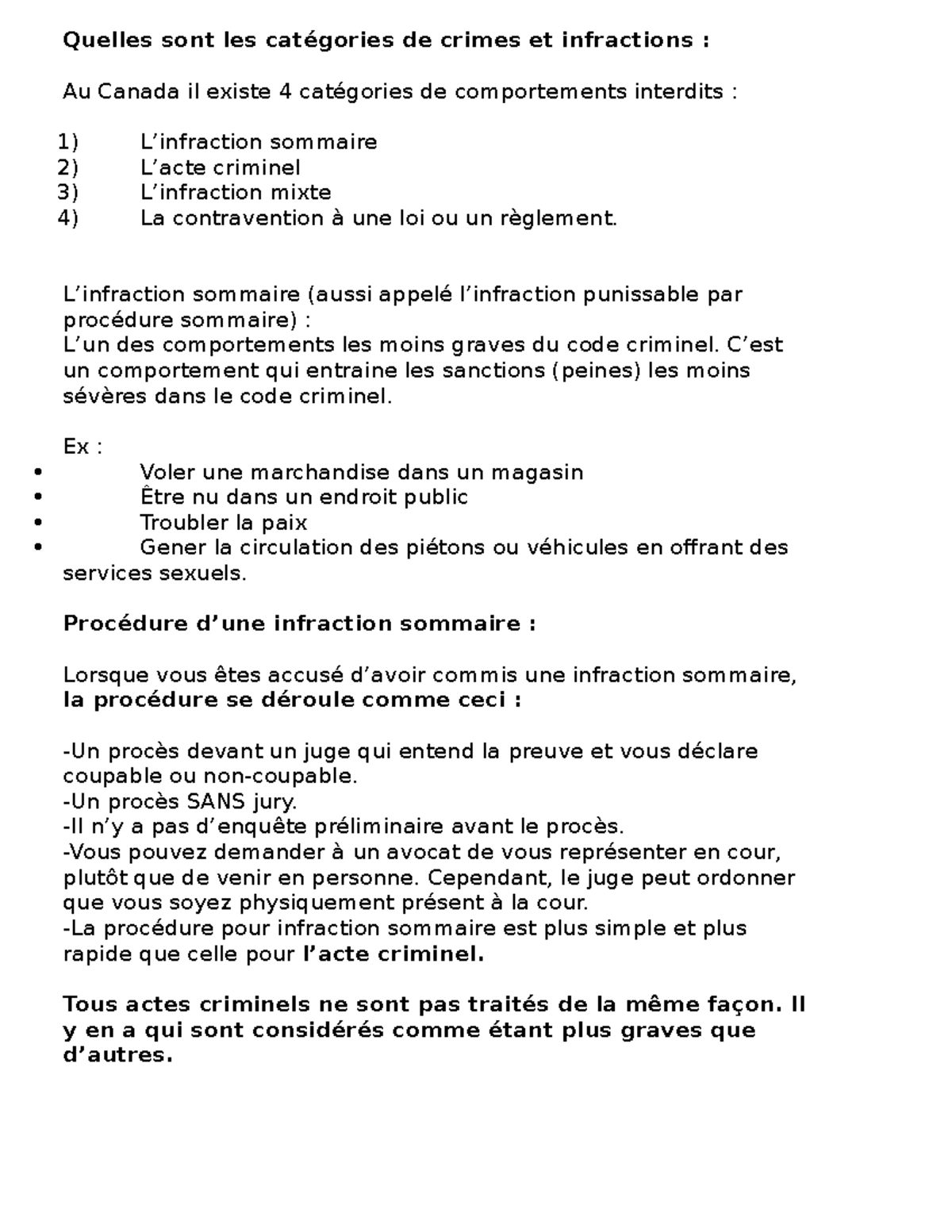 Quelles sont les catégories de crimes et infractions - L’infraction ...