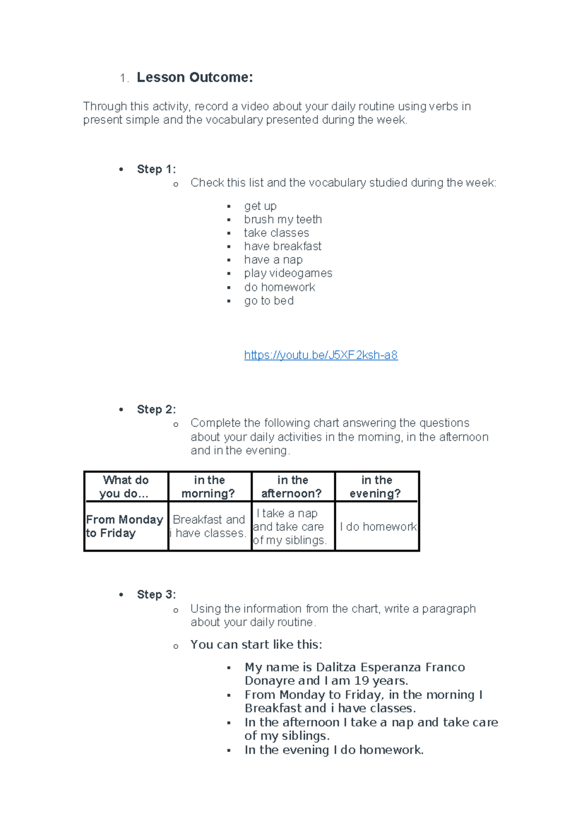 SO1 inglés III - 1. Lesson Outcome: Through this activity, record a ...