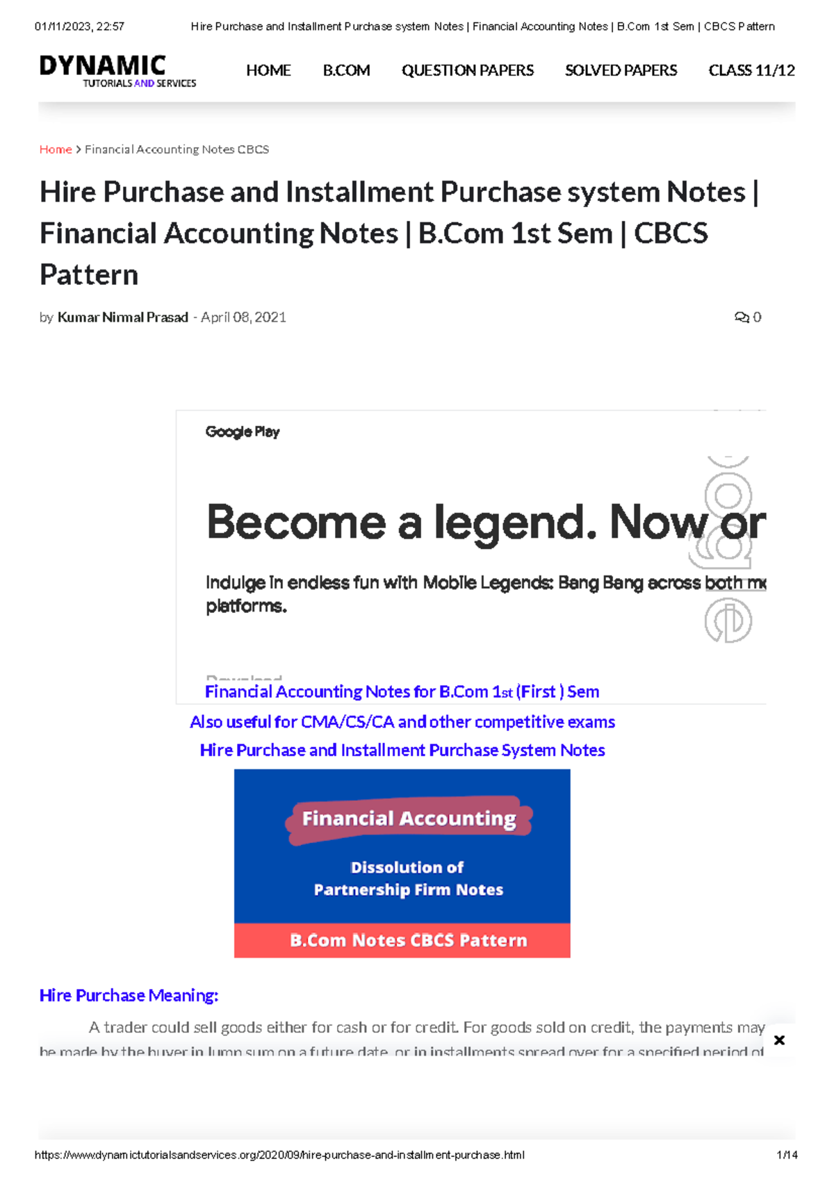 HPP and Installment System - ####### by Kumar Nirmal Prasad - April 08 ...