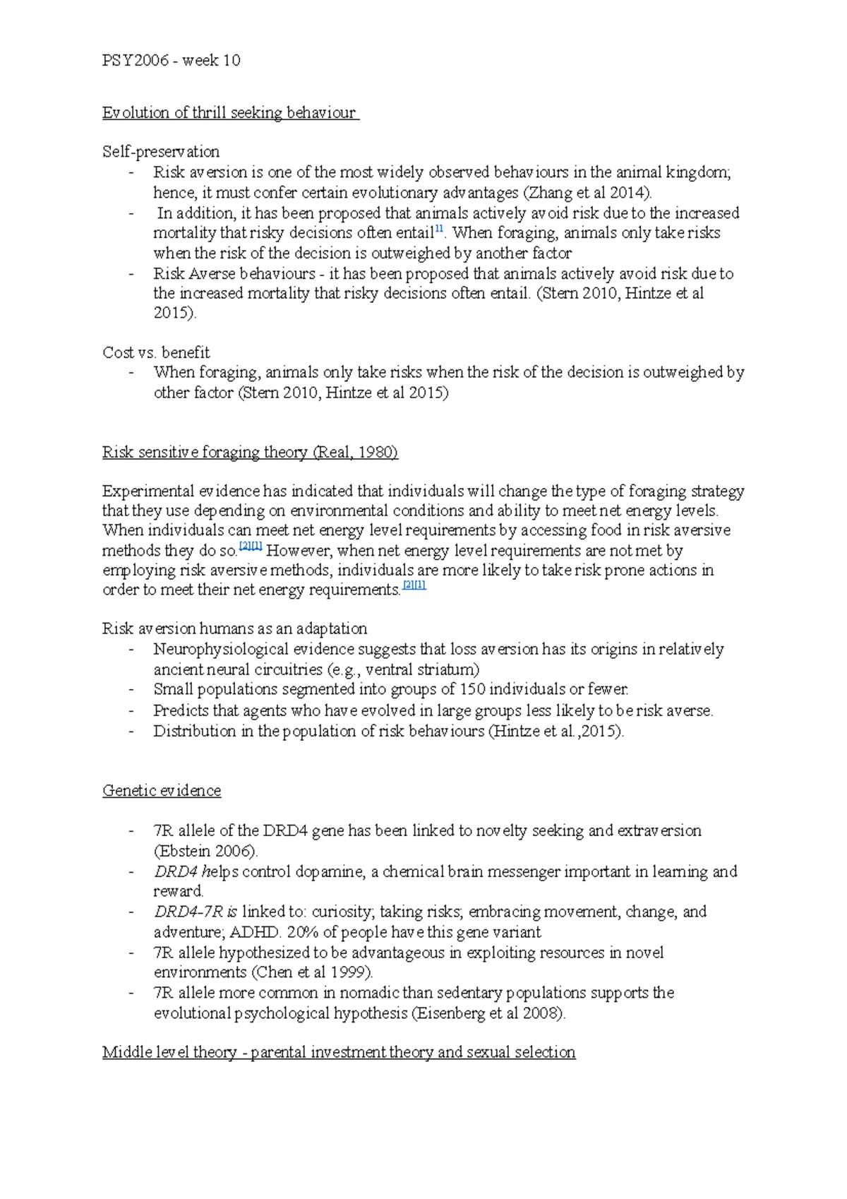 Week 10 Evolution Of Thrill Seeking Behaviour Evolution Of Thrill 