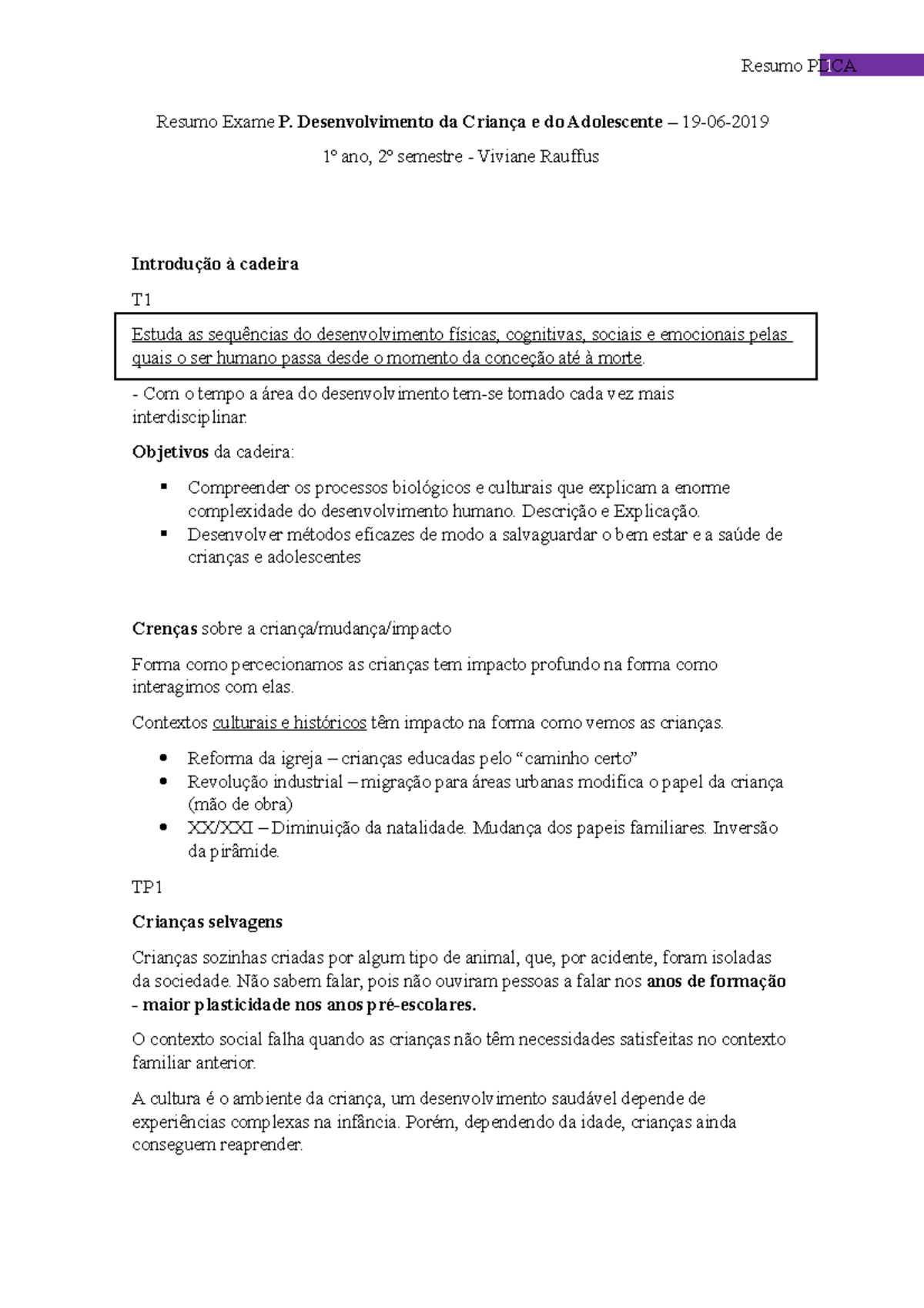 Sebenta PDCA 3 - Resumos. - Resumo Exame P. Desenvolvimento Da Criança ...