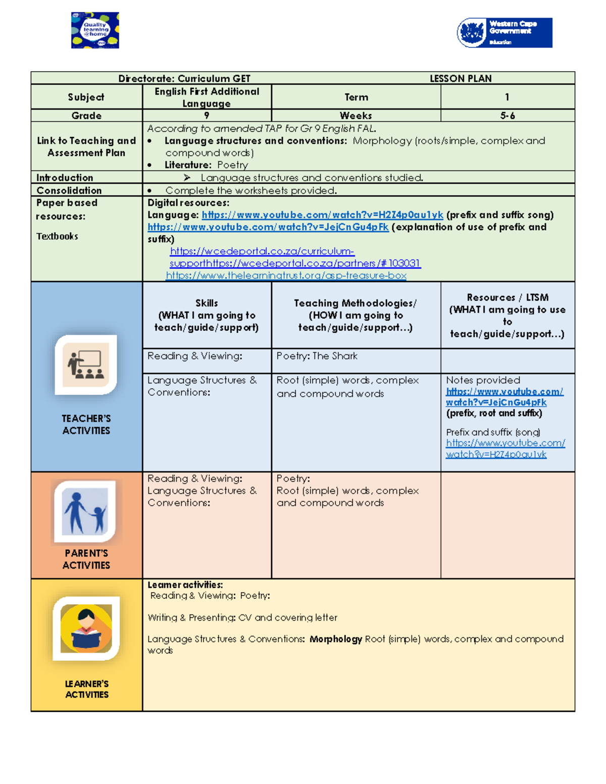 BPT 2 Assignment - Directorate: Curriculum GET LESSON PLAN Subject ...