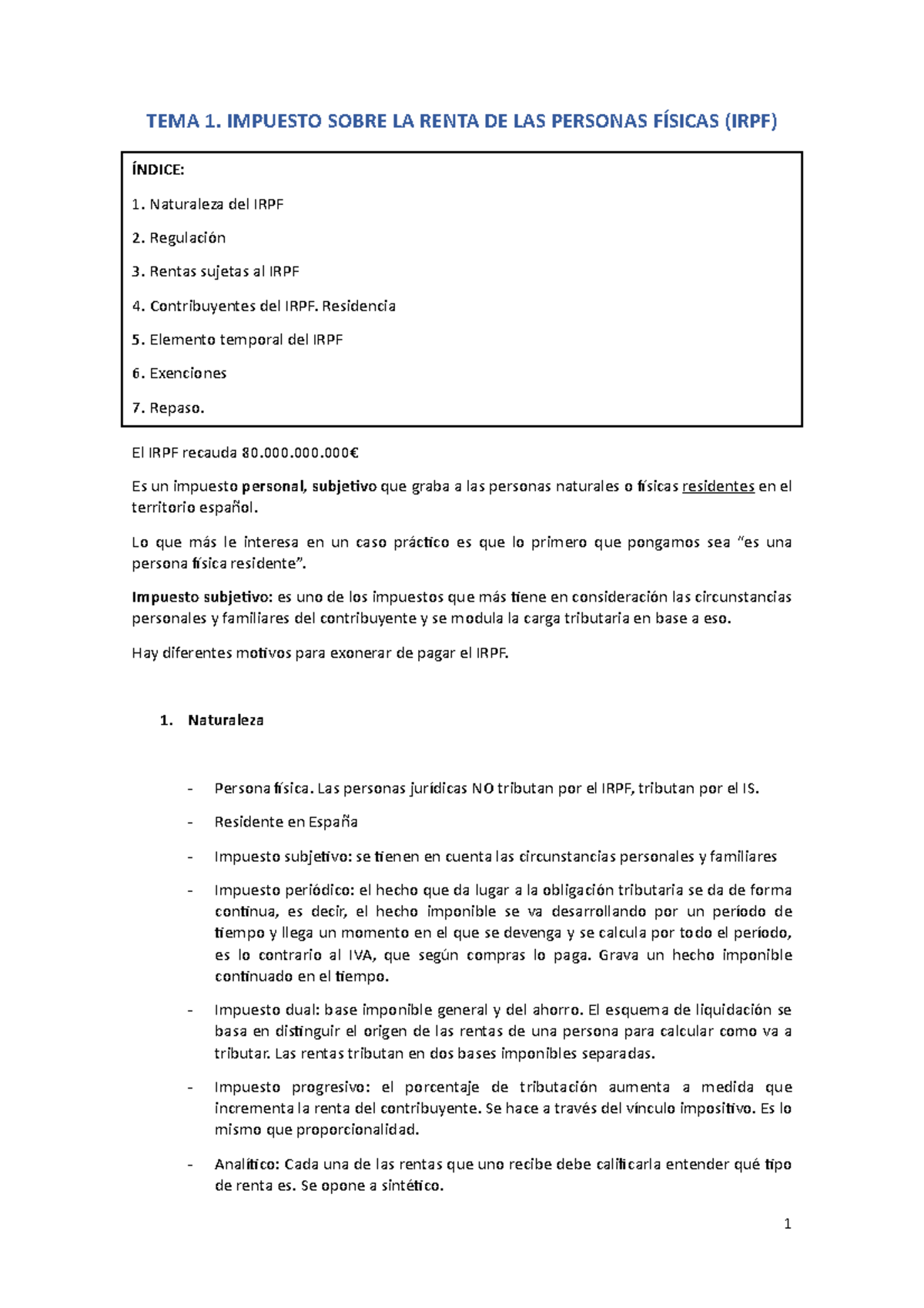 Sistema- Tributario- Español - TEMA 1. IMPUESTO SOBRE LA RENTA DE LAS ...