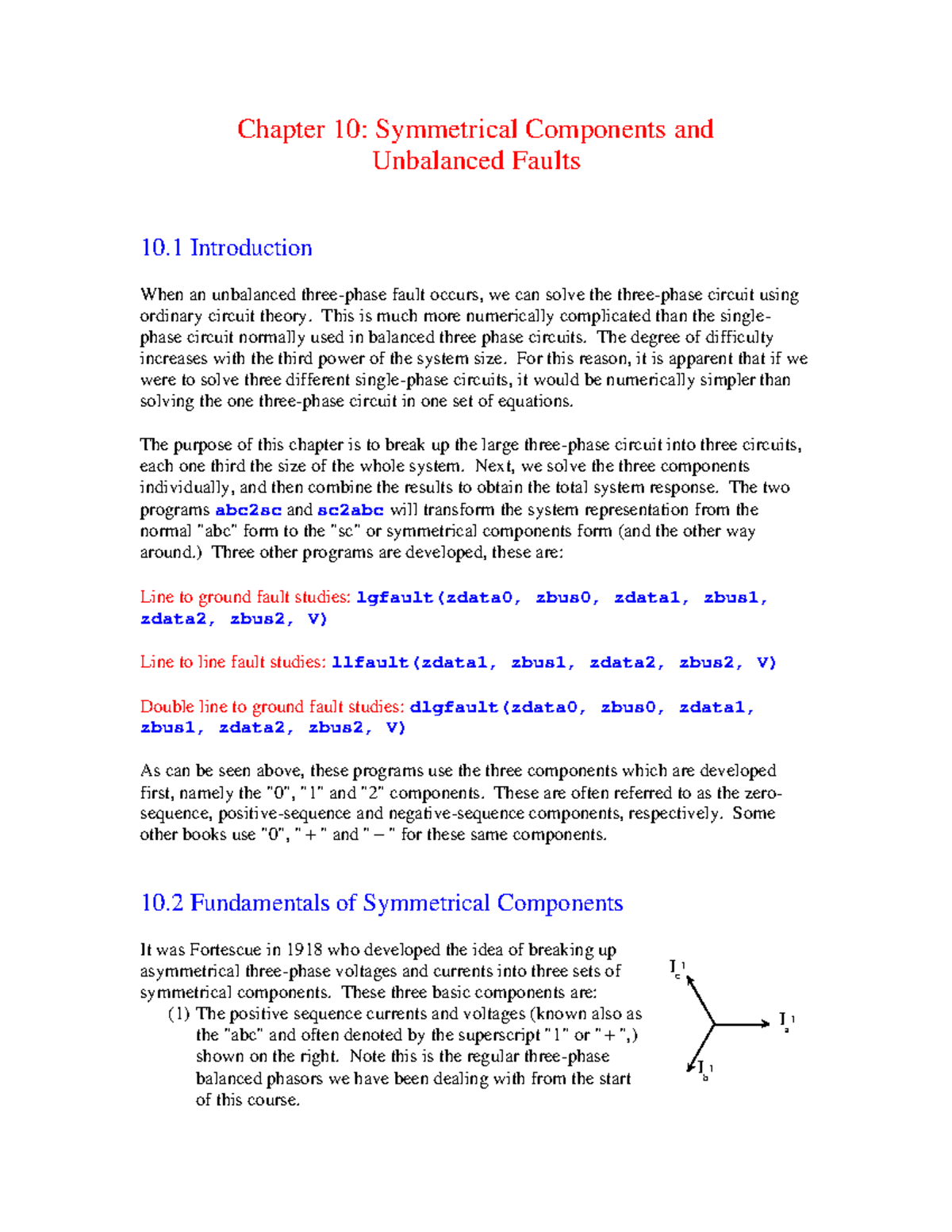 Chp10 1 - Good - Chapter 10: Symmetrical Components And Unbalanced ...