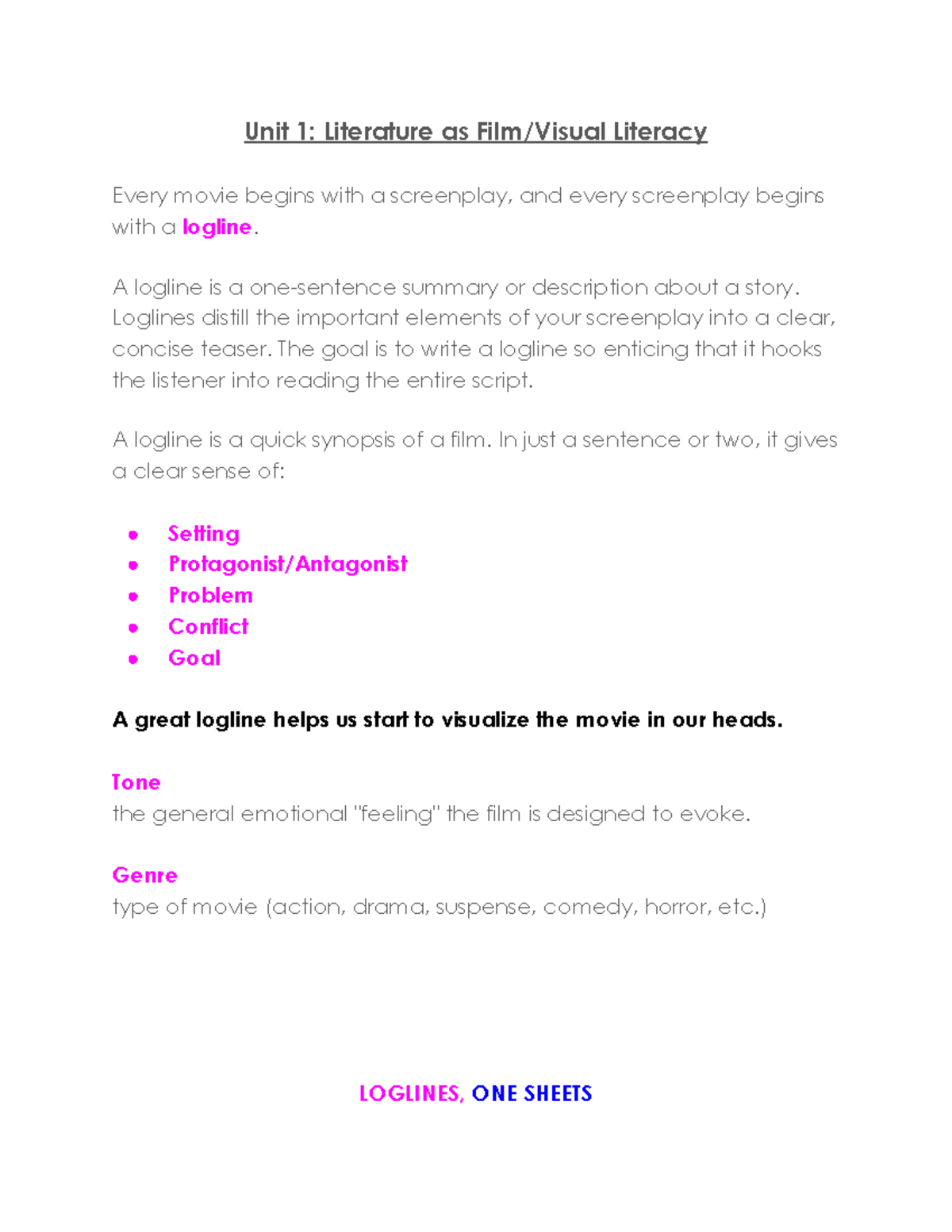 Film Studies Unit 1 Basic Film Marketing Unit 1 Literature as Film