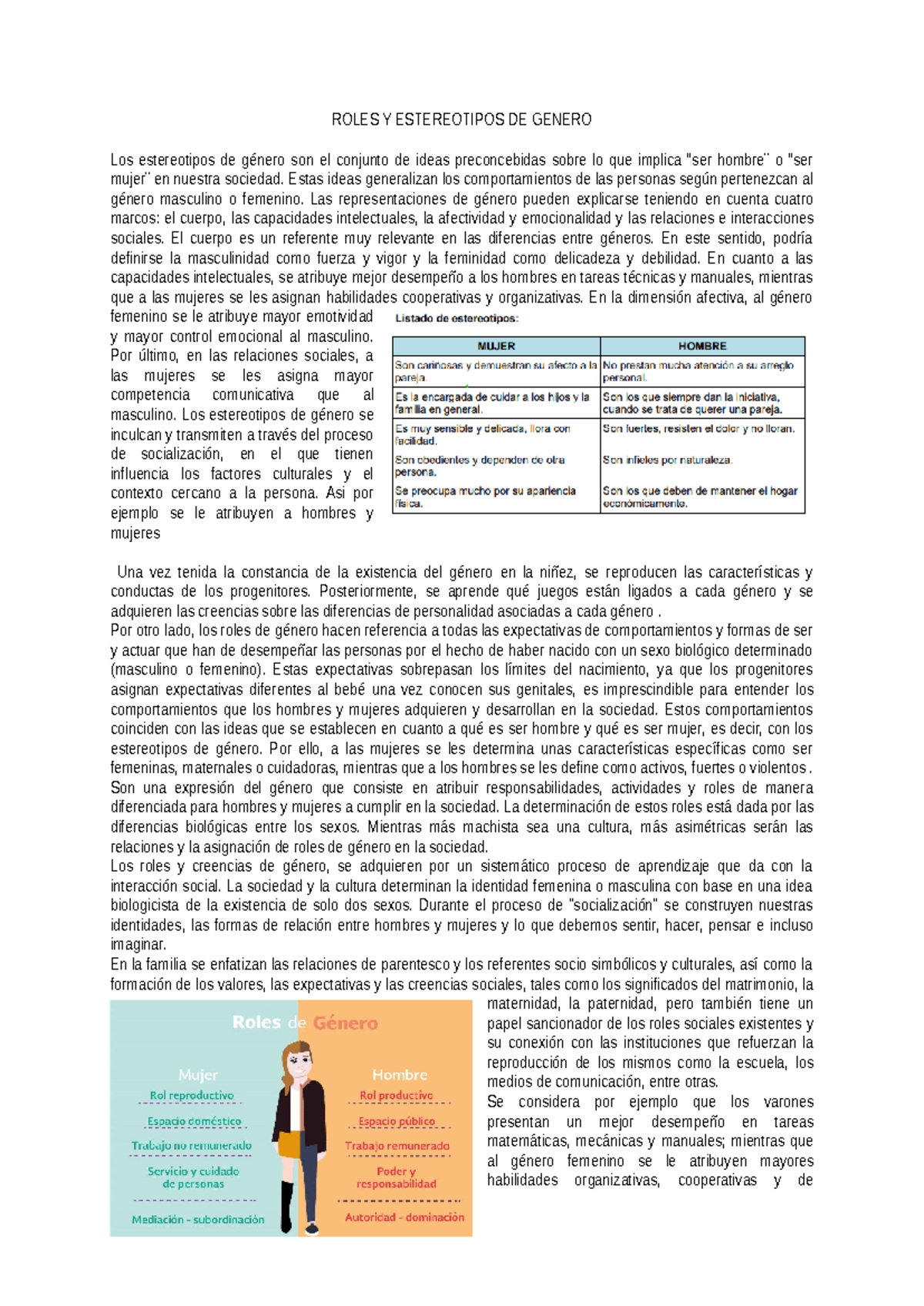 Roles Y Estereotipos DE Genero - ROLES Y ESTEREOTIPOS DE GENERO Los ...