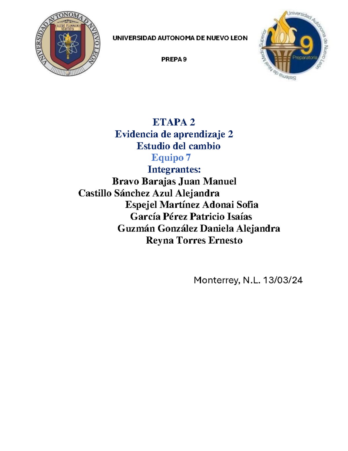 Evidencia DE Aprendizaje Etapa 2 Equipo 7. estudio del cambiopdf ...