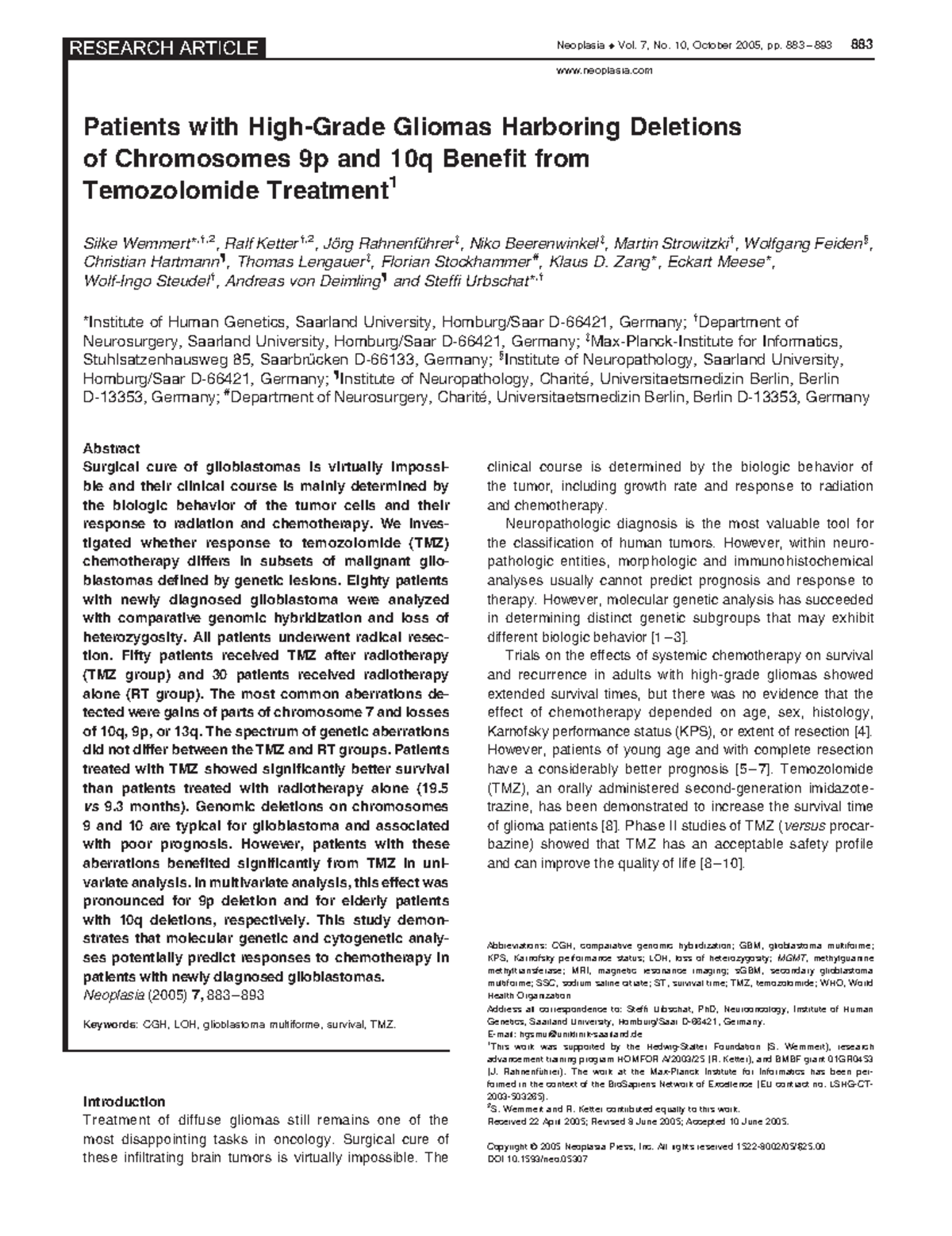 J.jretconser - Patients with High-Grade Gliomas Harboring Deletions of ...