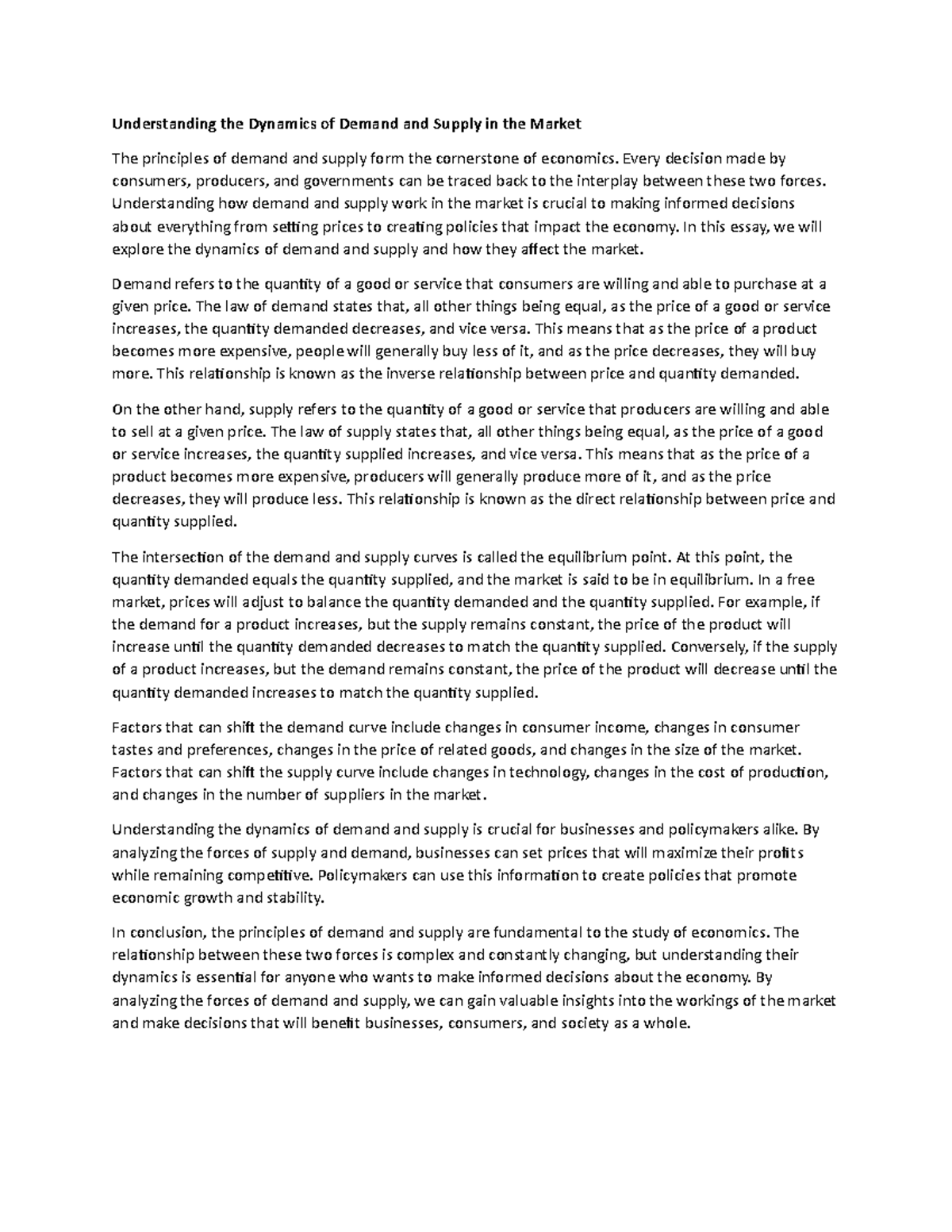 Understanding the Dynamics of Demand and Supply in the Market - Every ...