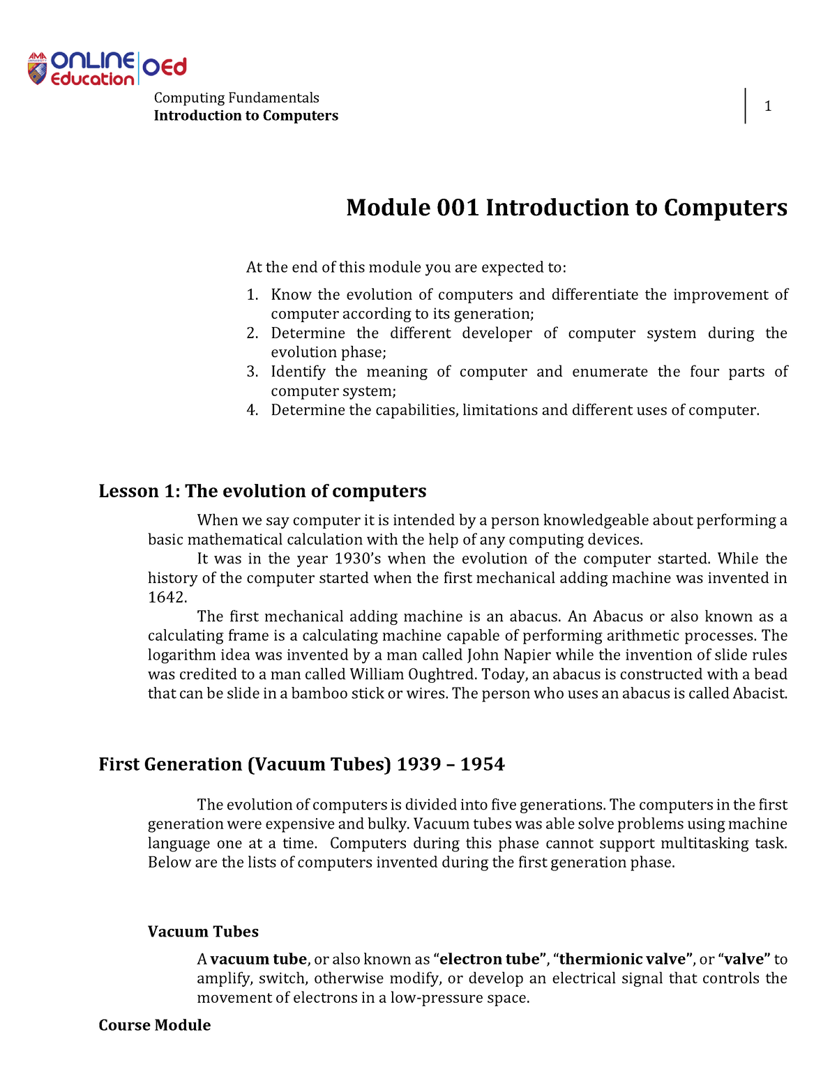 Week 1 Introduction To Computers - Computing Fundamentals Introduction ...