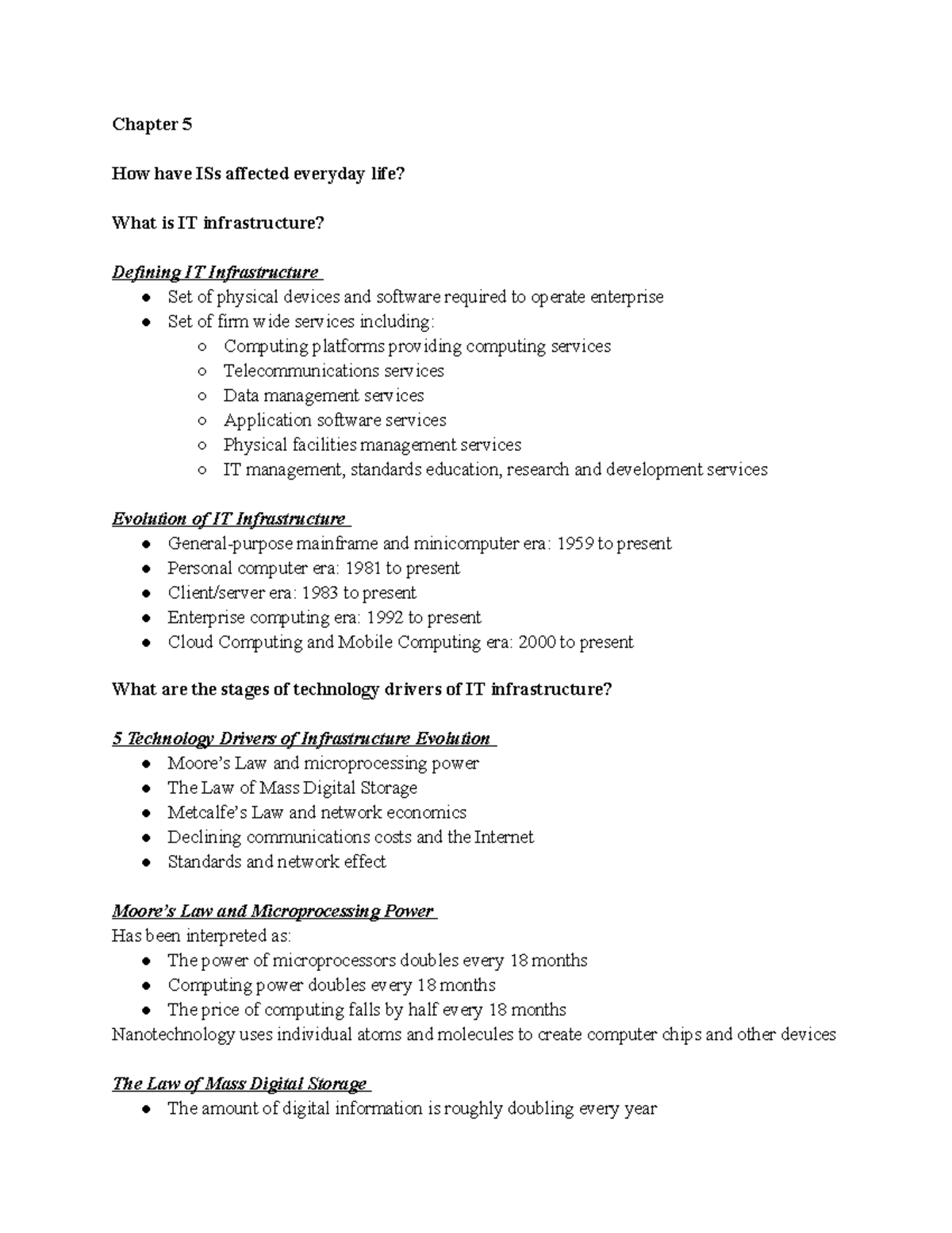 Chapter 5 - Class notes - Chapter 5 How have ISs affected everyday life ...