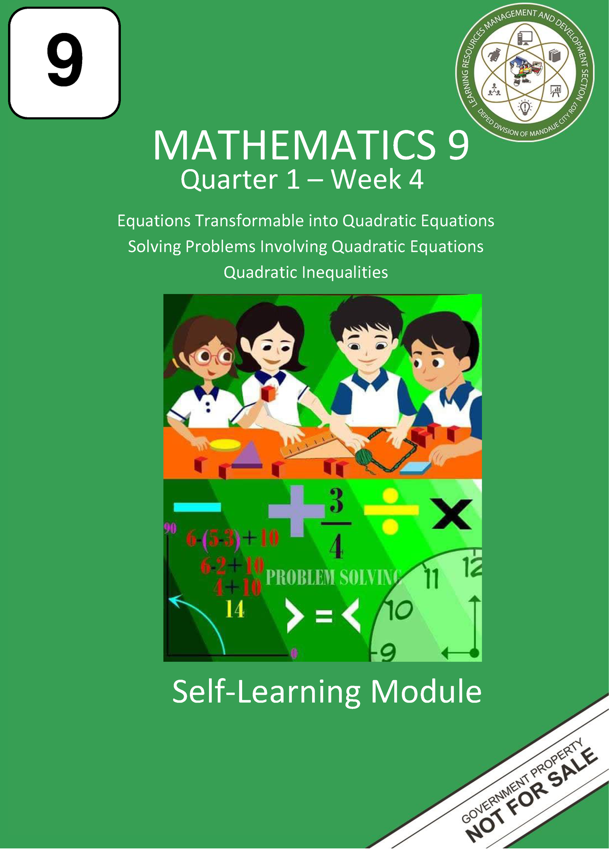 Math 9-Q1-Week 4 - Quadratic Equations - 0 | P A G E MATHEMATICS 9 ...