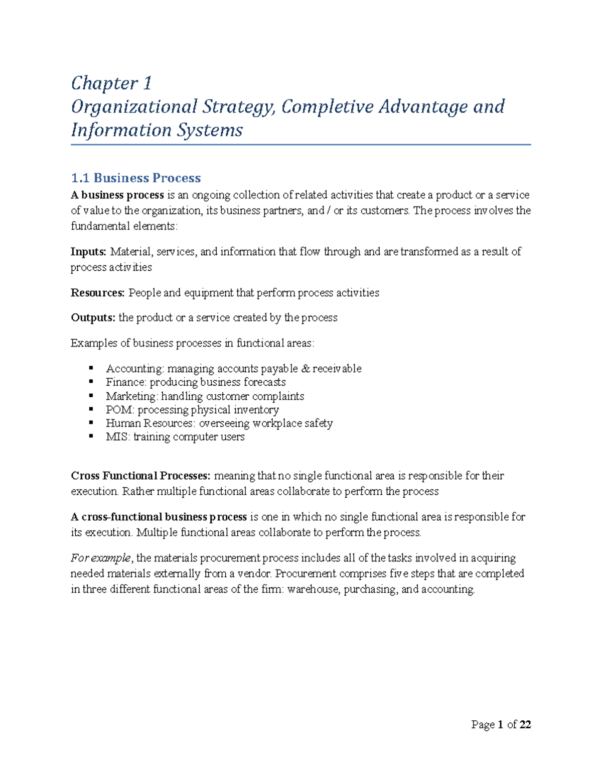 Chapter 1 - Lecture notes Week 1 - Chapter 1 Organizational Strategy ...