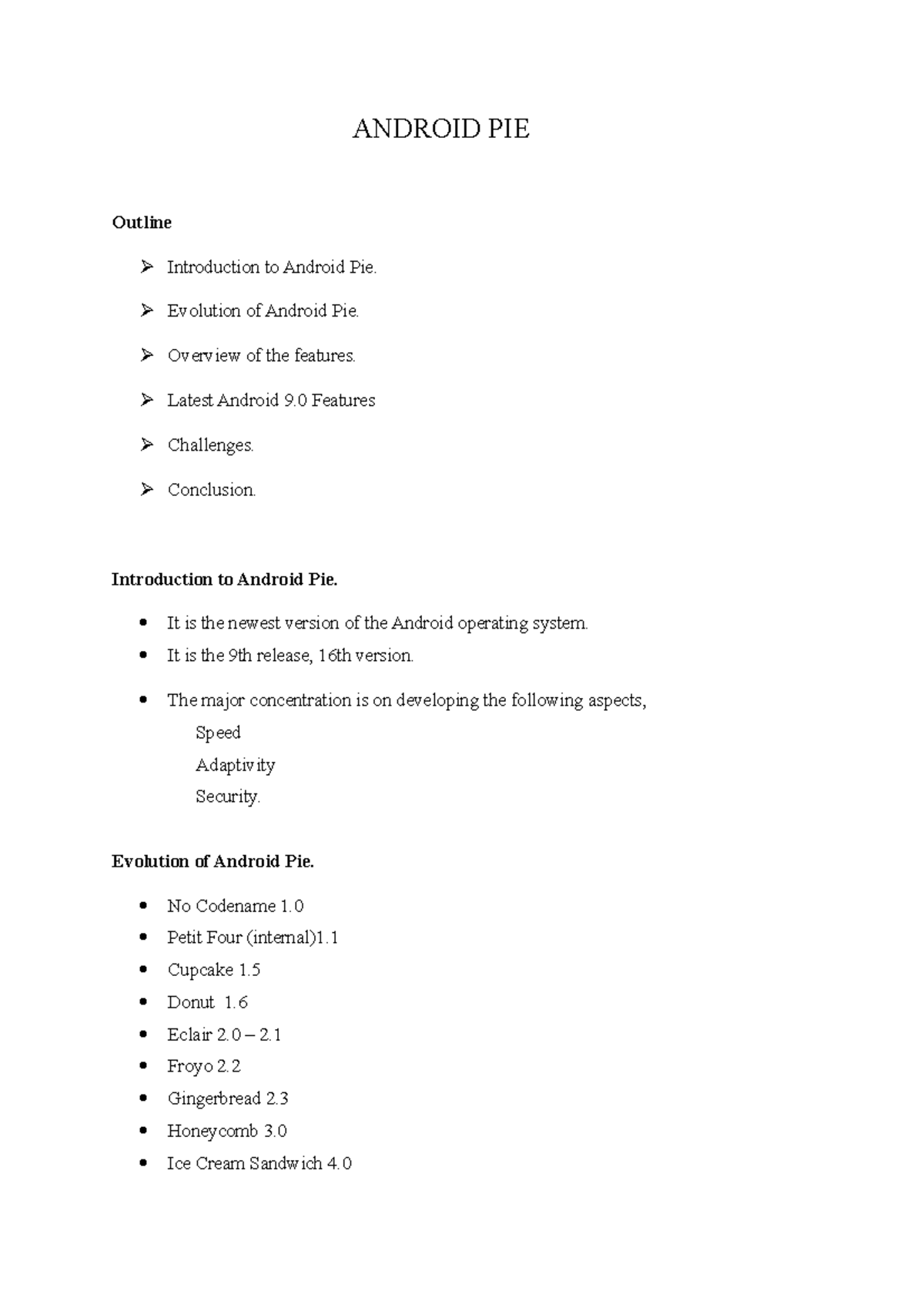 Android PIE - Group Presentation - ANDROID PIE Outline Introduction to ...