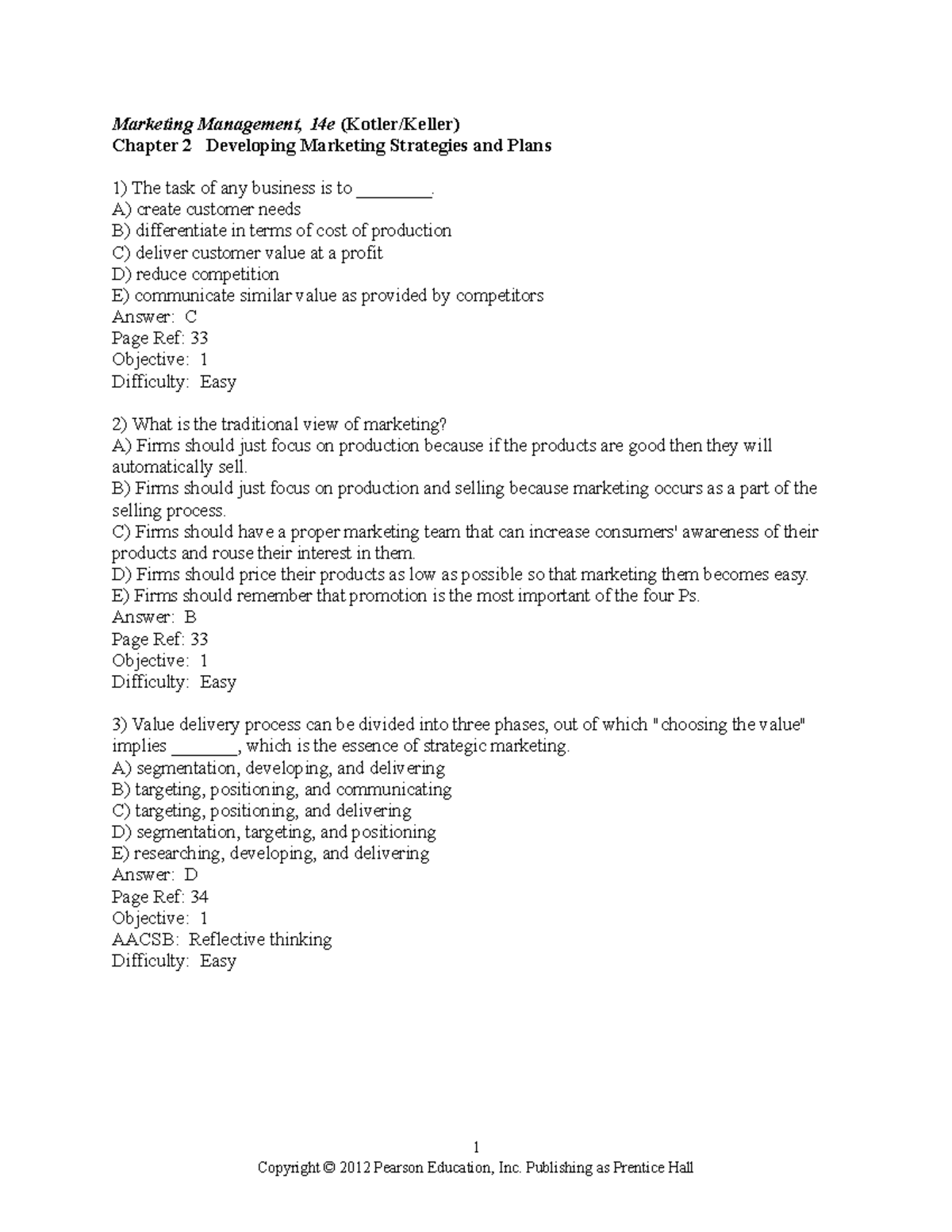 Kotler mm14 tif02 - test bank - Marketing Management, 14e (Kotler ...