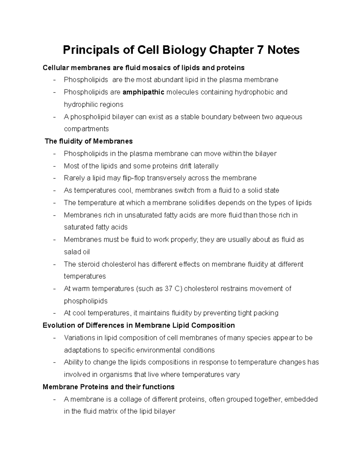 Biology Chapter 7 Notes - Principals Of Cell Biology Chapter 7 Notes ...