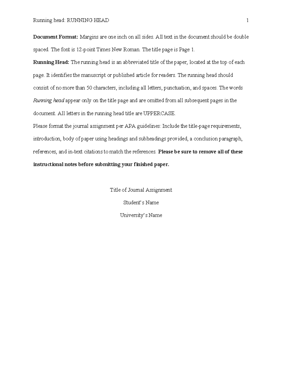 HIM 220 Module One Journal Template - Running head: RUNNING HEAD 1 ...