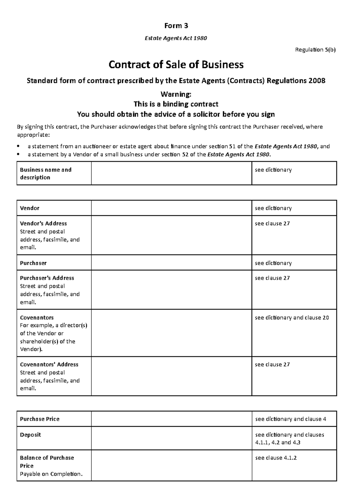 sample-contract-of-sale-of-business-form-3-estate-agents-act-1980