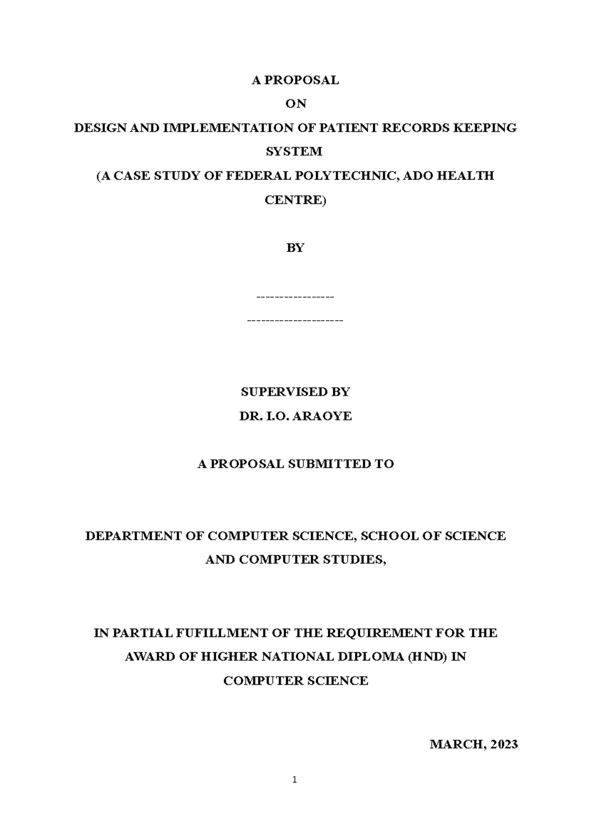 Development of patient record kepping system - A PROPOSAL ON DESIGN AND ...