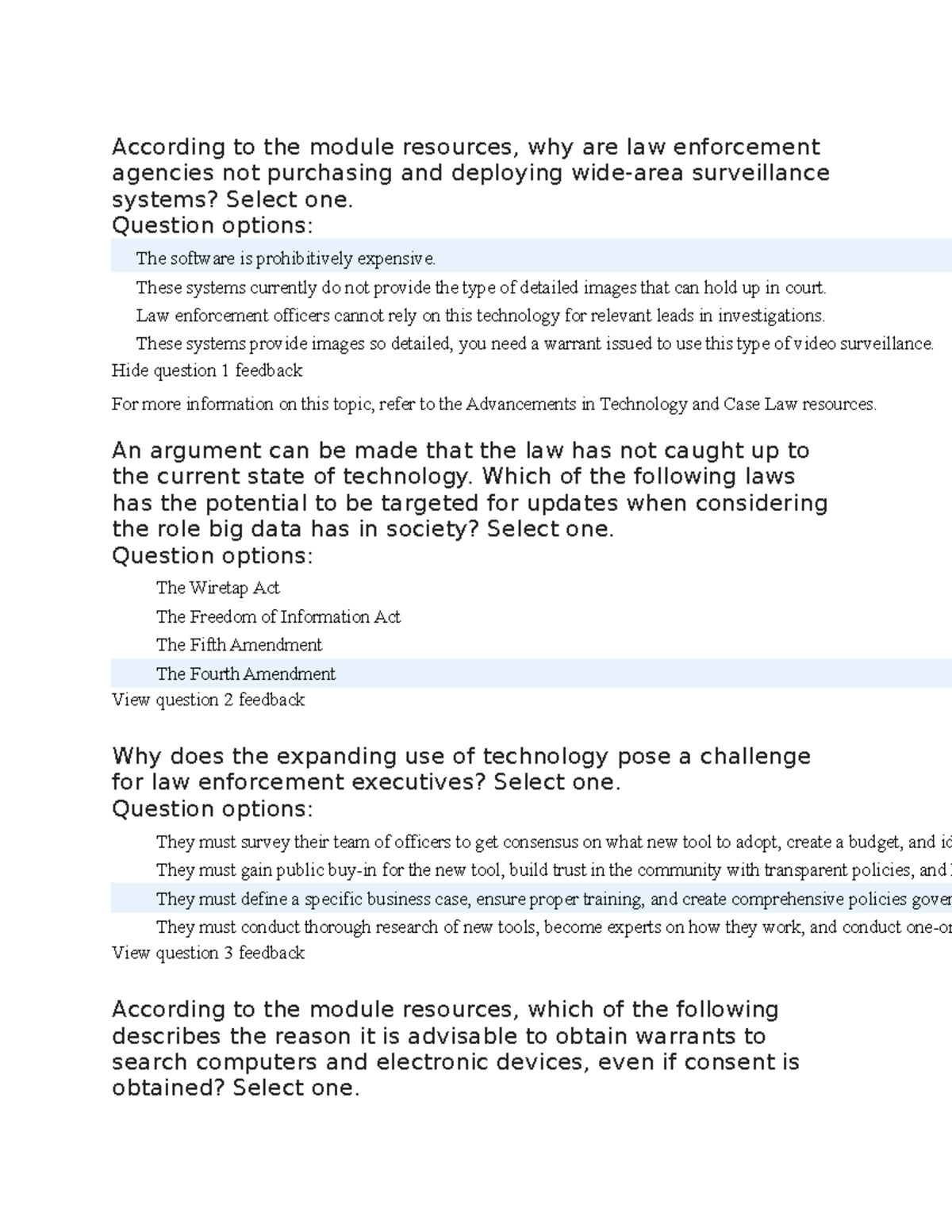 Quiz 3 mod 3 quiz According to the module resources, why are law