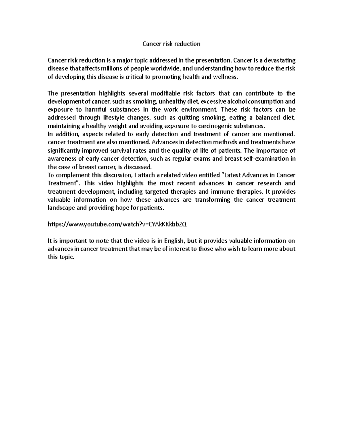 Cancer risk reduction - cáncer riesgos - Cancer risk reduction Cancer ...