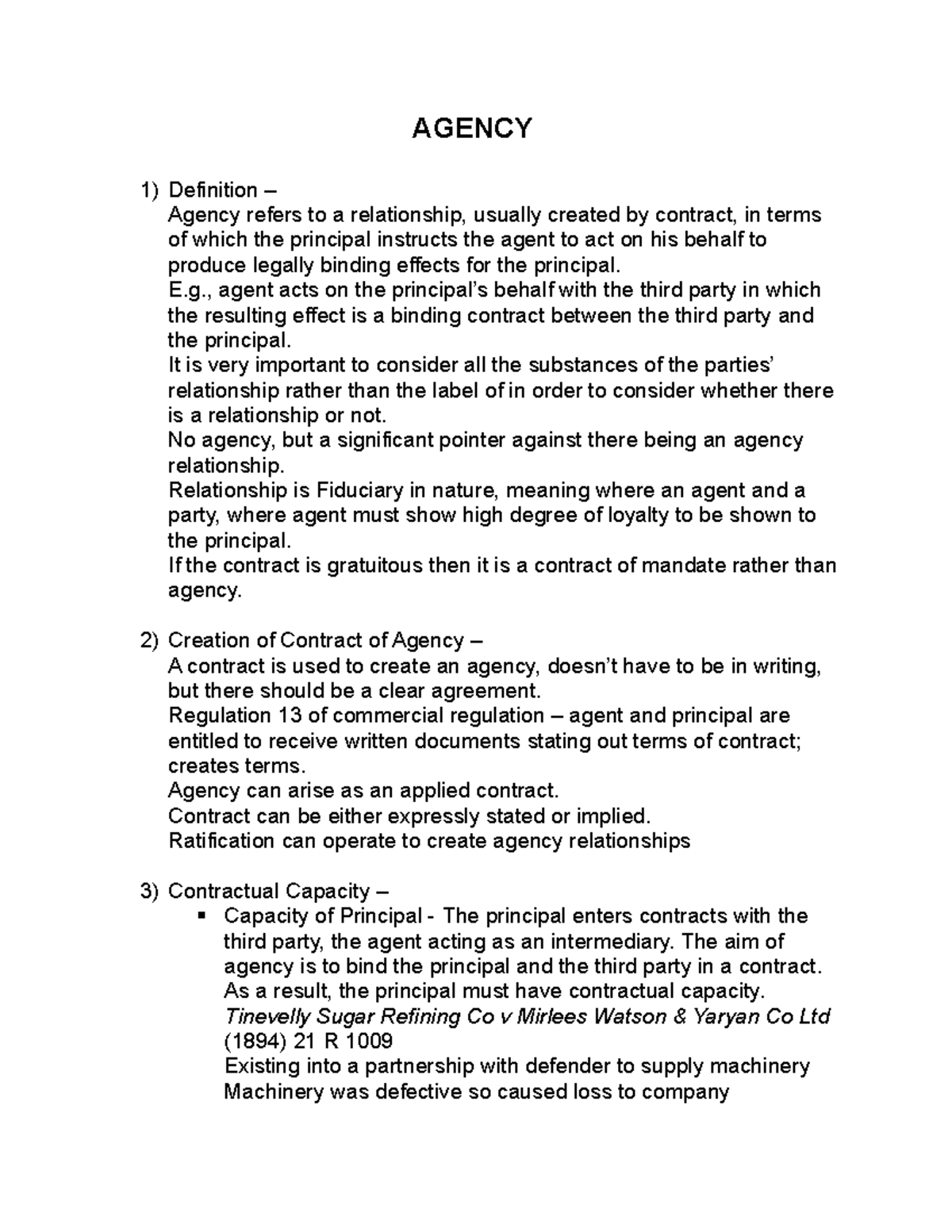 BE Lecture Notes AGENCY Definition Agency refers to a