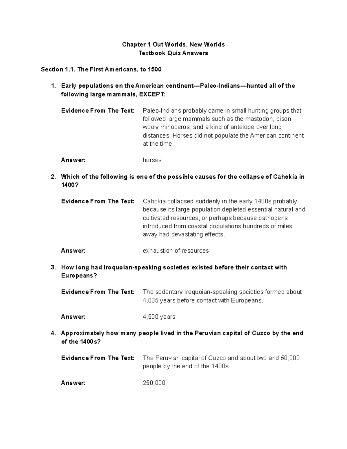 History Chapter 1 Textbook Quiz Answers - Chapter 1 Out Worlds, New ...