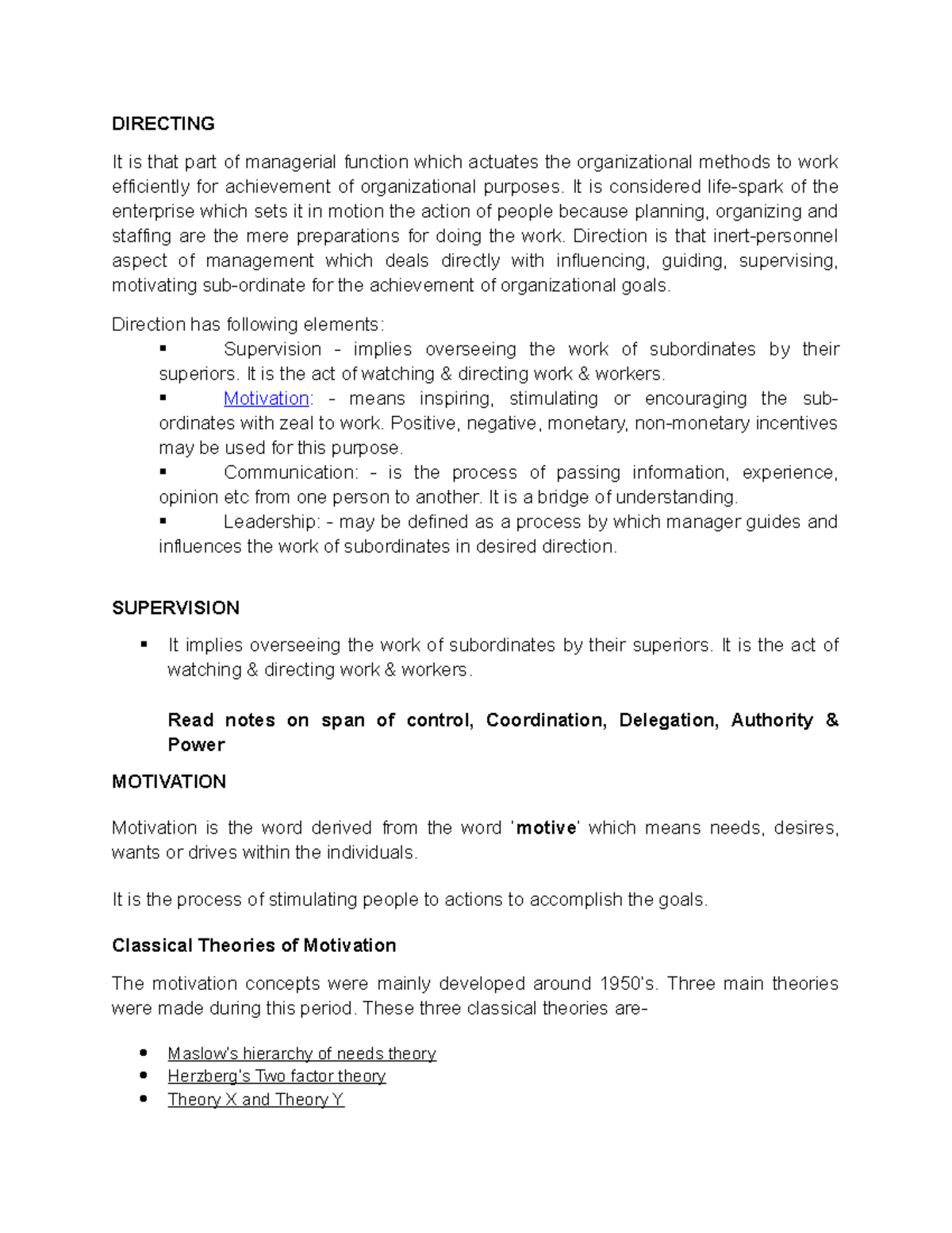 Directing function - DIRECTING It is that part of managerial function ...