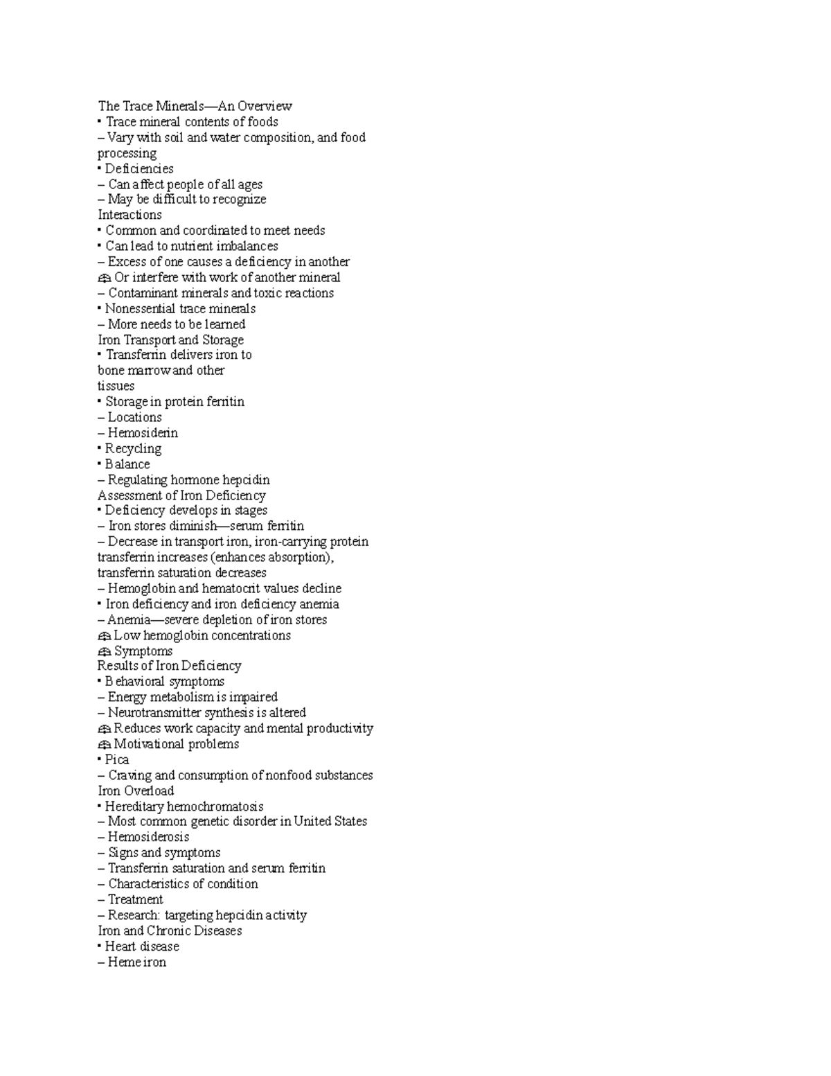 Chapter 13 nutrition notes The Trace Minerals—An Overview Trace