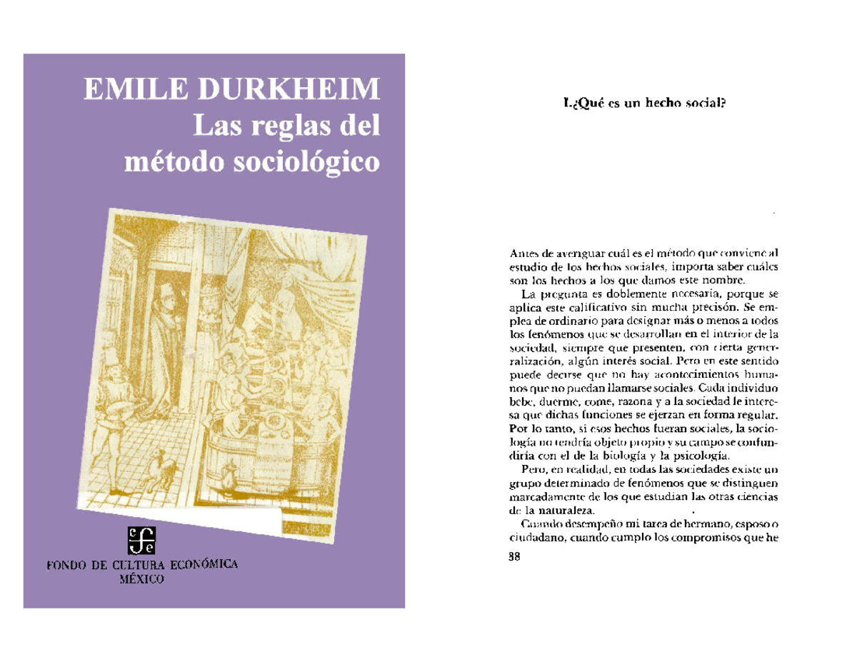 Emile Durkheim Las reglas del metodo sociologico - sociologia cbc puan