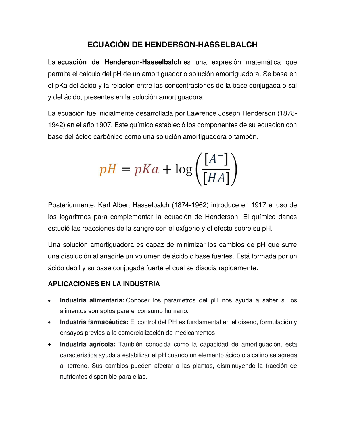 Ecuaci N De Henderson Ecuaci N De Henderson Hasselbalch La Ecuaci N