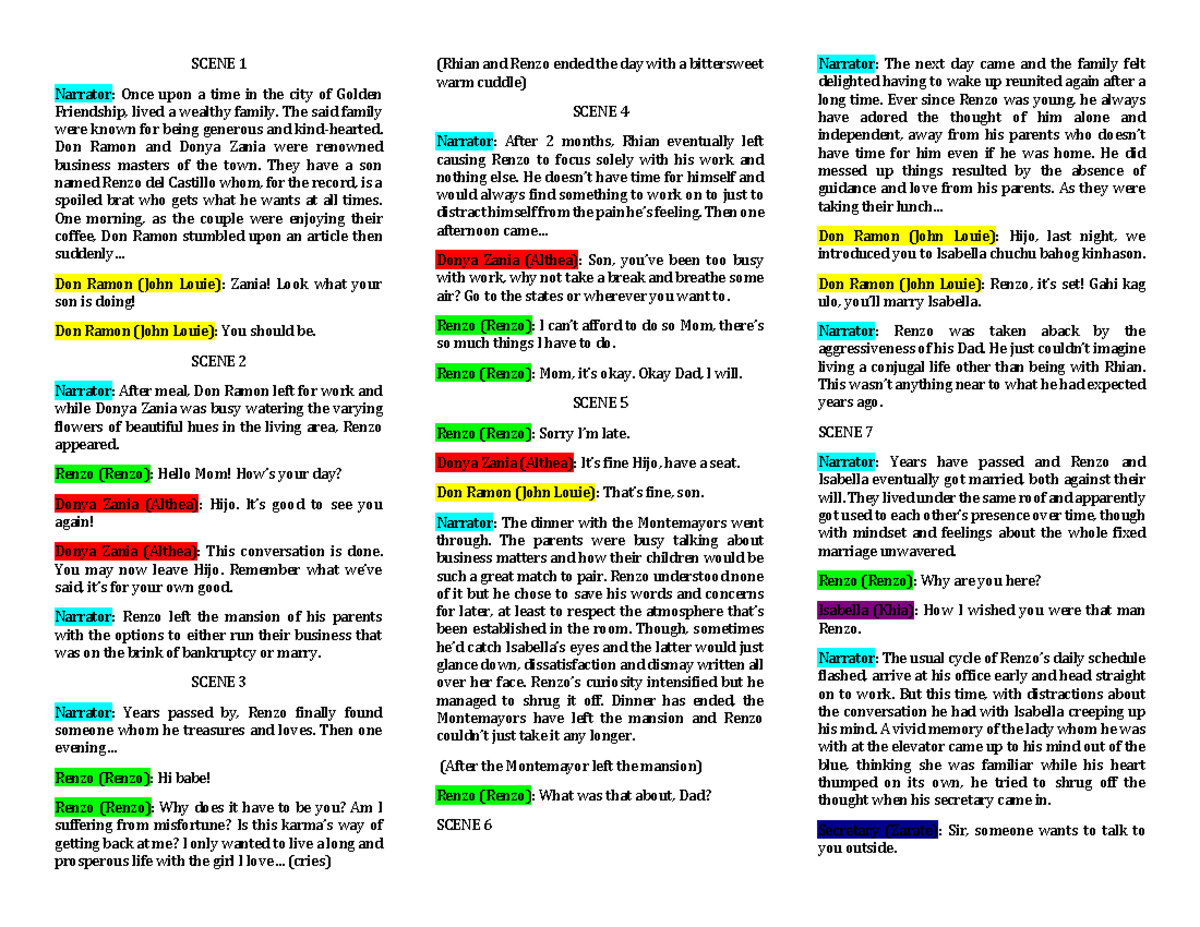 Perdev Script - SCENE 1 Narrator: Once upon a time in the city of ...