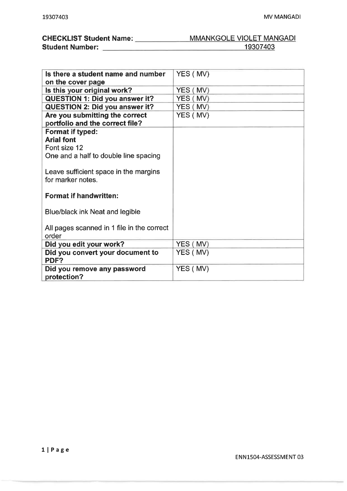 Assessment 03- ENN1504 - ENN1504 - Studocu