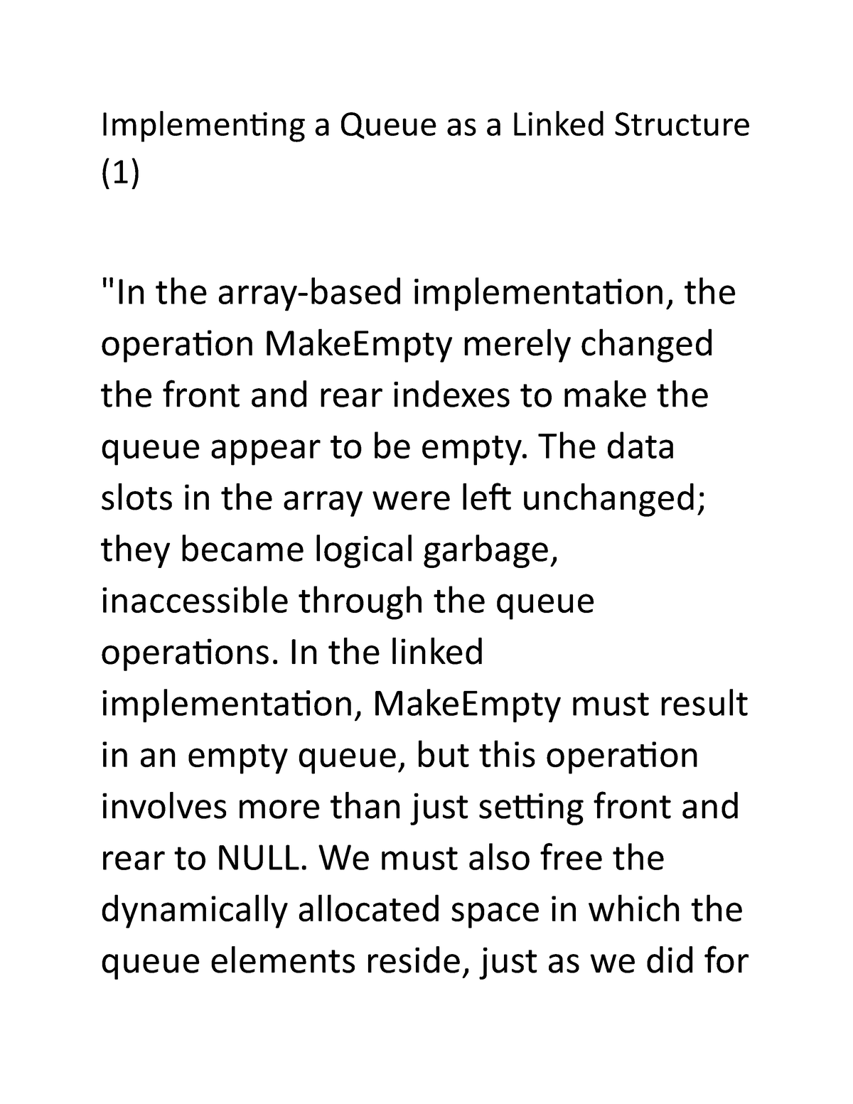 1 - DS Notes - Implementing a Queue as a Linked Structure (1) 