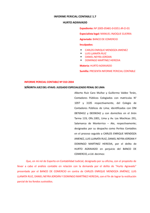 Casos Practicos De Peritaje II - 1. CASO DE PERITAJE CONTABLE JUDICIAL ...