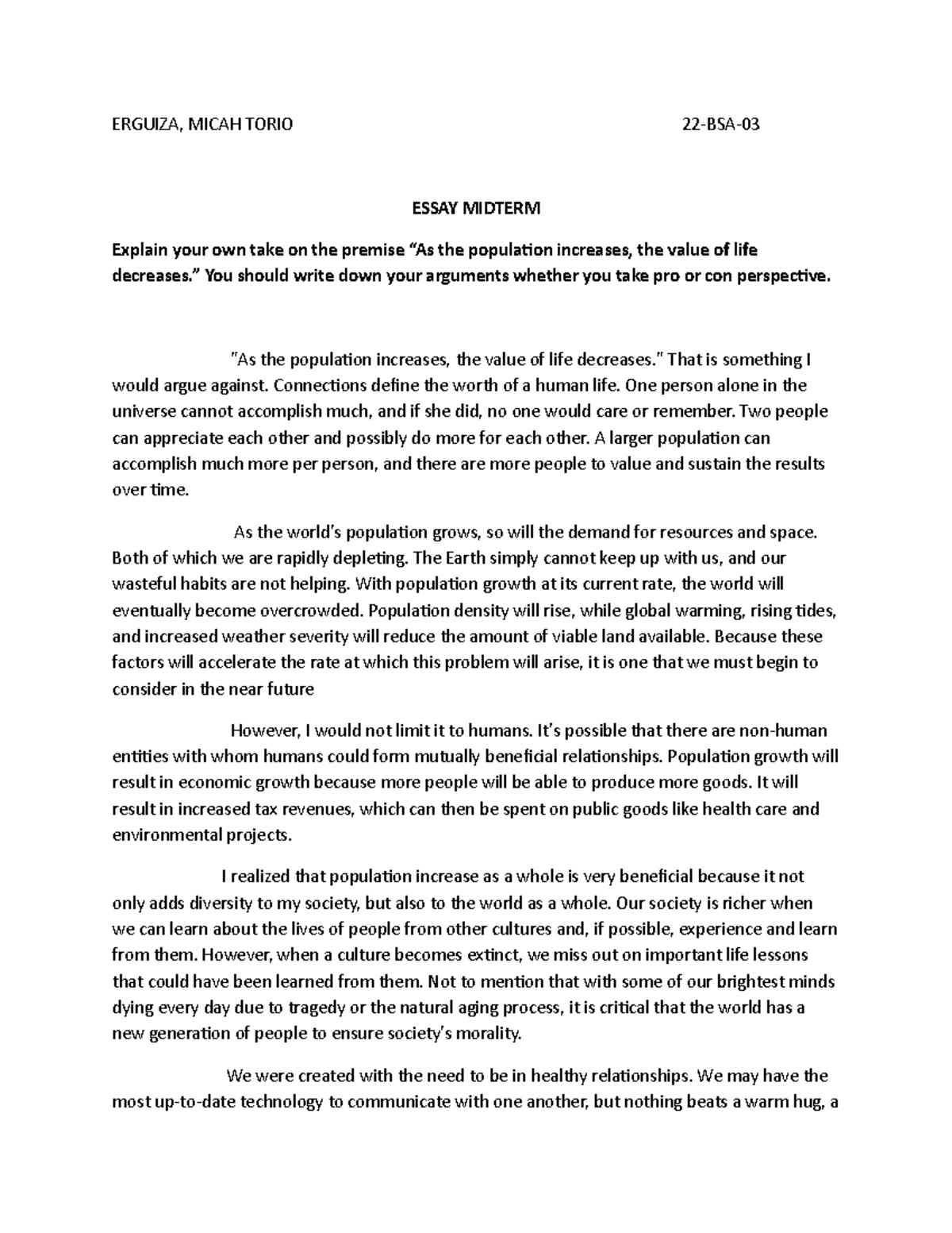 Midterm- Essay Erguiza, Micah (22-BSA-03) - ERGUIZA, MICAH TORIO 22-BSA ...