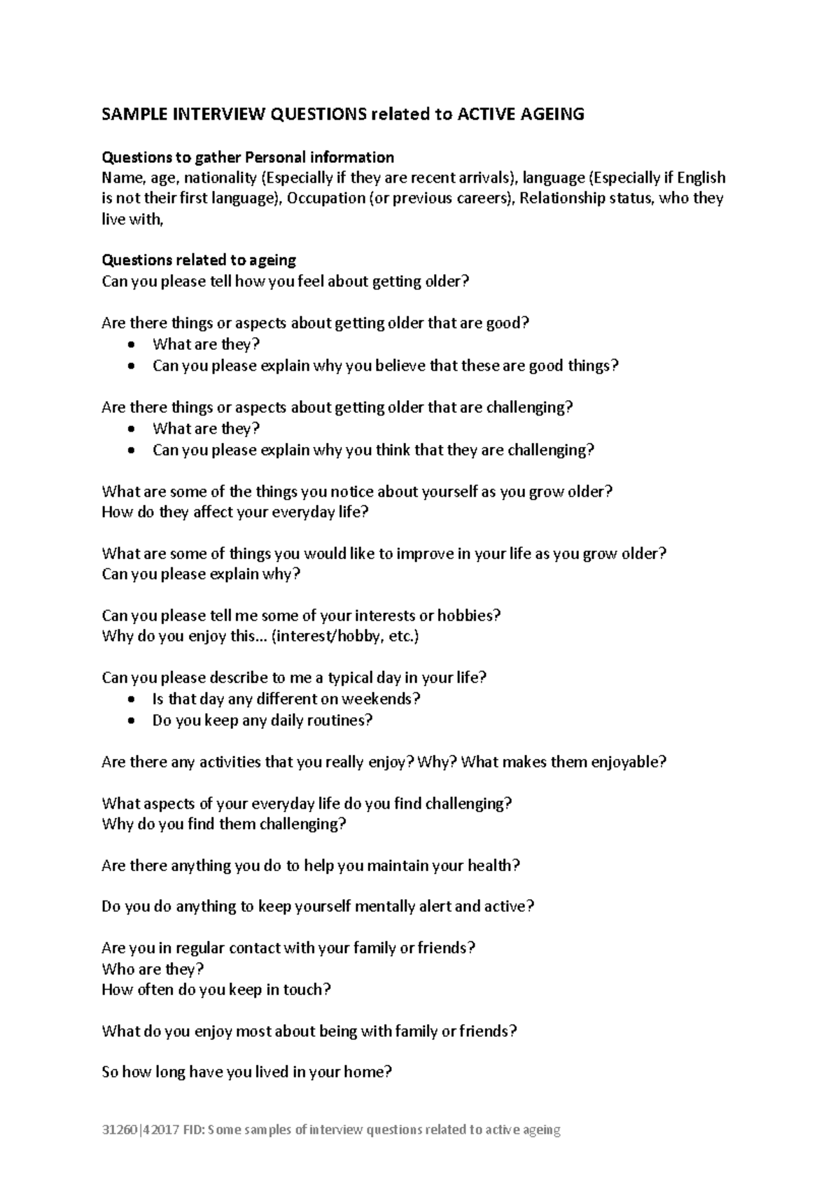 Sample Interview Questions Related To Active Ageing SAMPLE INTERVIEW   Thumb 1200 1698 