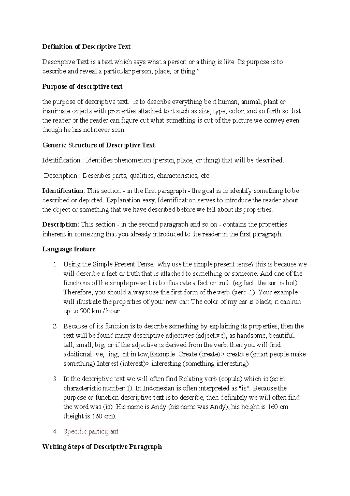 Materi Descriptive Text Definition Of Descriptive Text Descriptive 