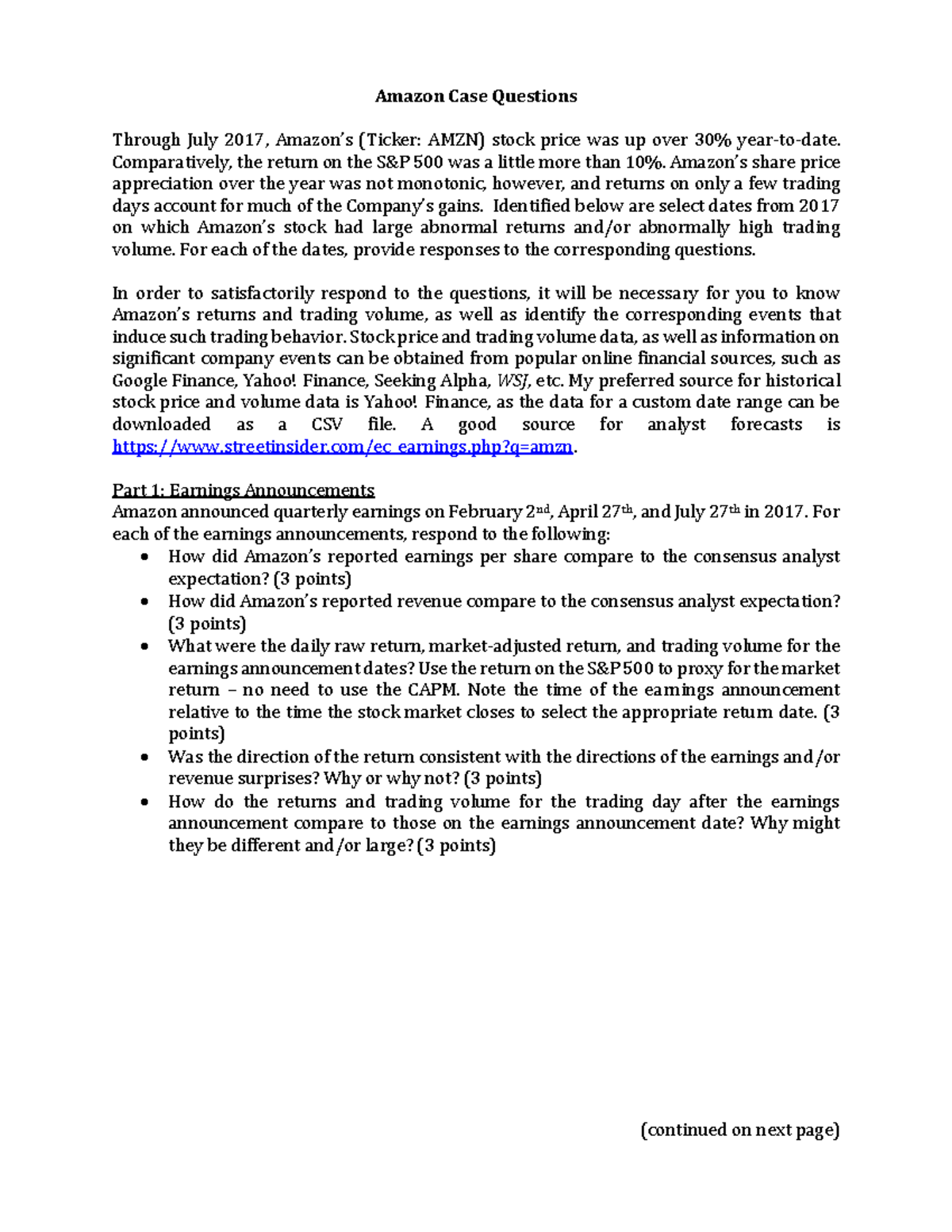 8. Amazon Case Questions Amazon Case Questions Through July 2017