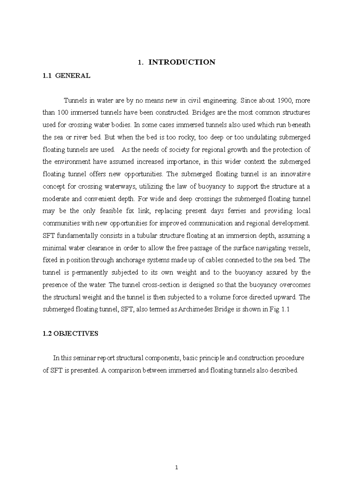 Submerged Floating Tunnel-Civil engineering - 1. INTRODUCTION 1 GENERAL ...