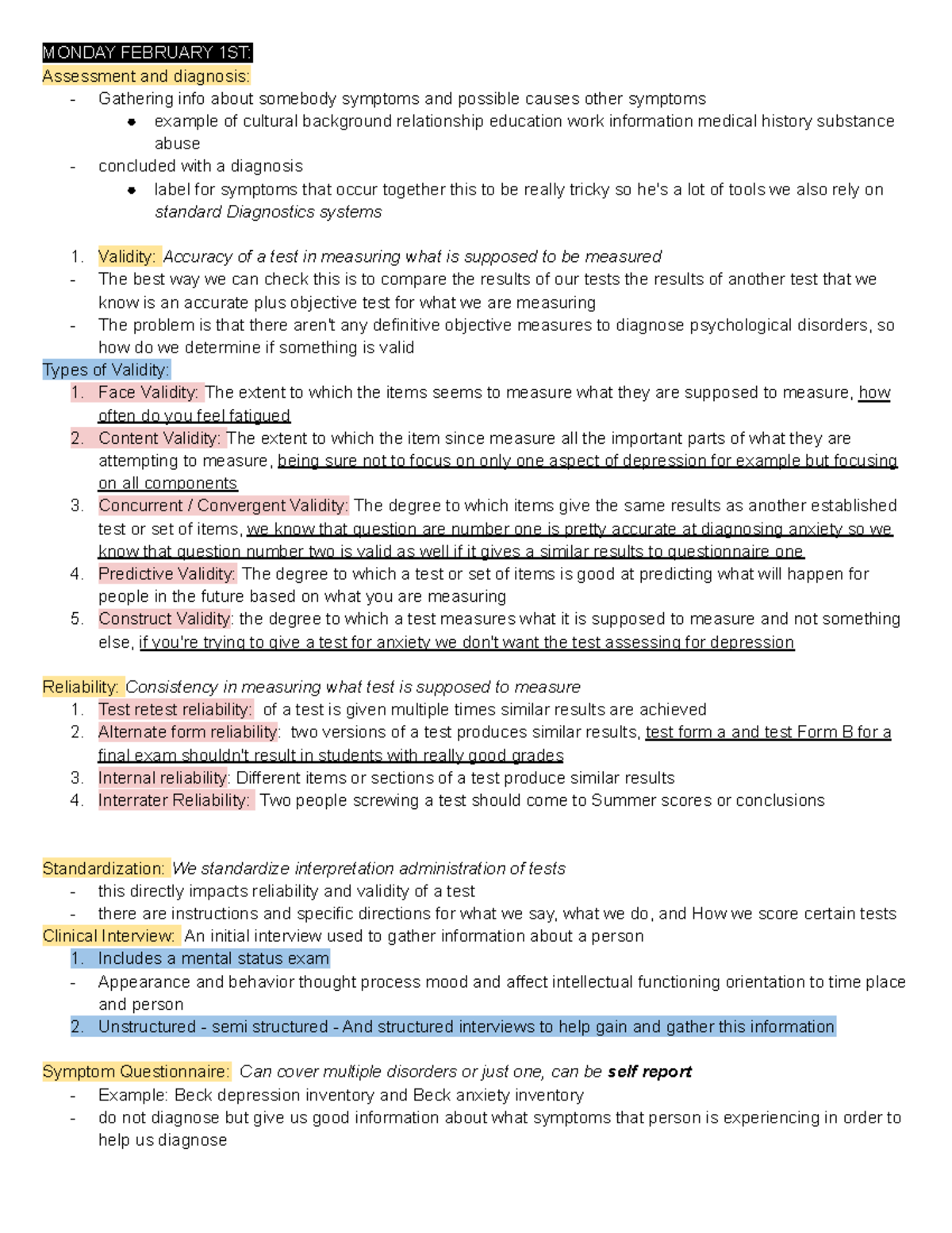 Abnormal PSY Module 2 - PSYC 341 - MONDAY FEBRUARY 1ST: Assessment and ...