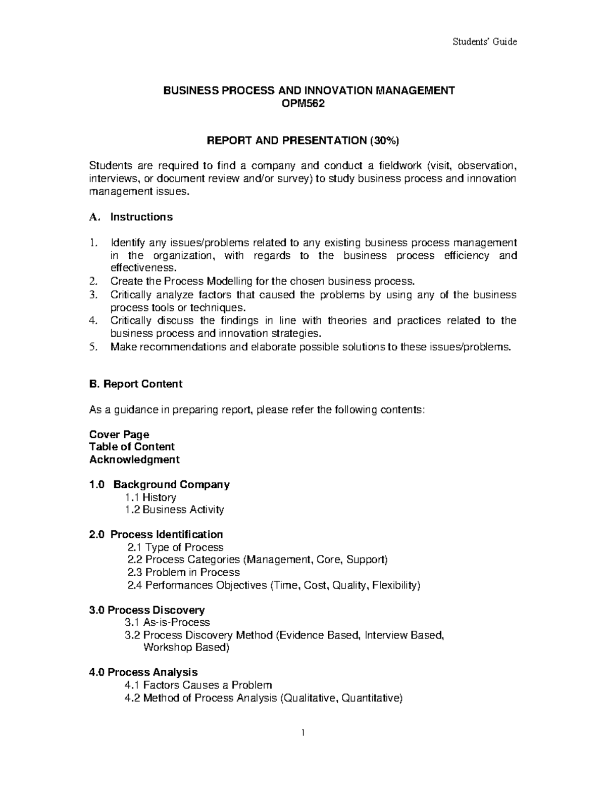 Student Guide - Case Study Report & Presentation - Students’ Guide 1 ...