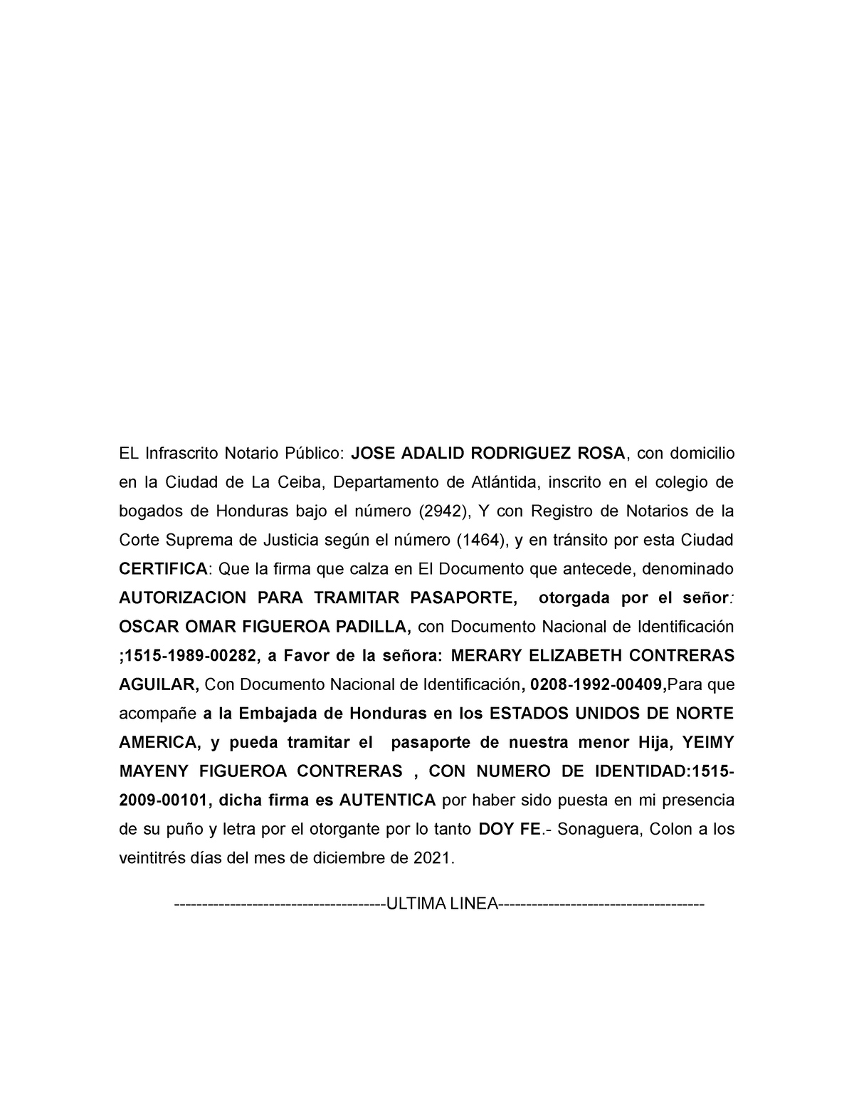 Autentica De Poder El Infrascrito Notario Público Jose Adalid Rodriguez Rosa Con Domicilio 9815