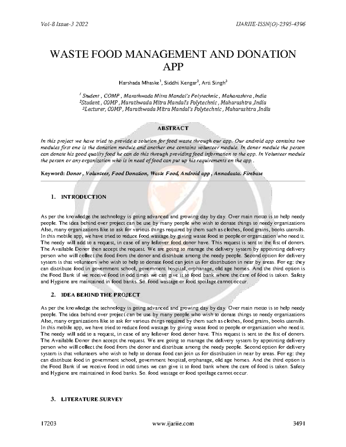 Waste Food Management and Donation App ijariie 17203 - WASTE FOOD