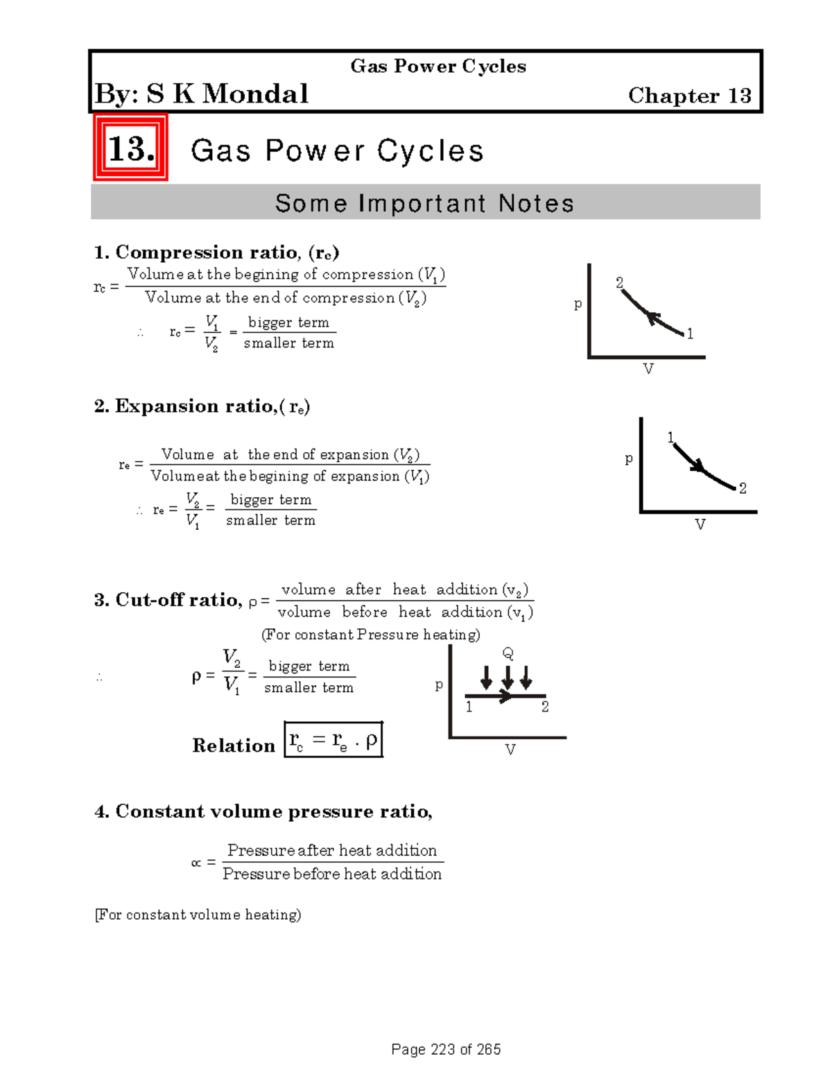 TERM201 Engine Cycles By S K Mondal Chapter 13 13. Gas Power