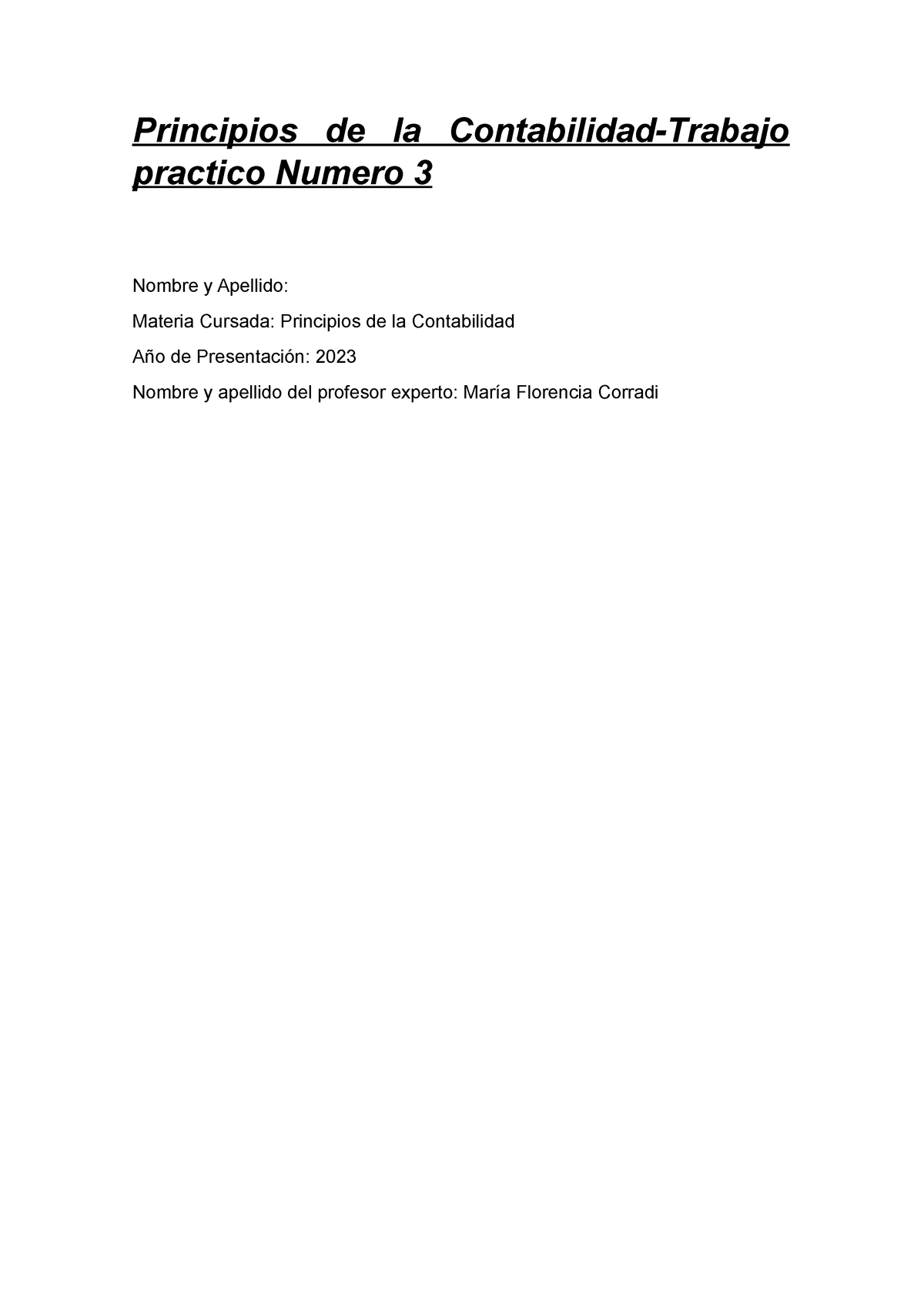 Principios De La Contabilidad Tp3 Principios De La Contabilidad Trabajo Practico Numero 3 7912