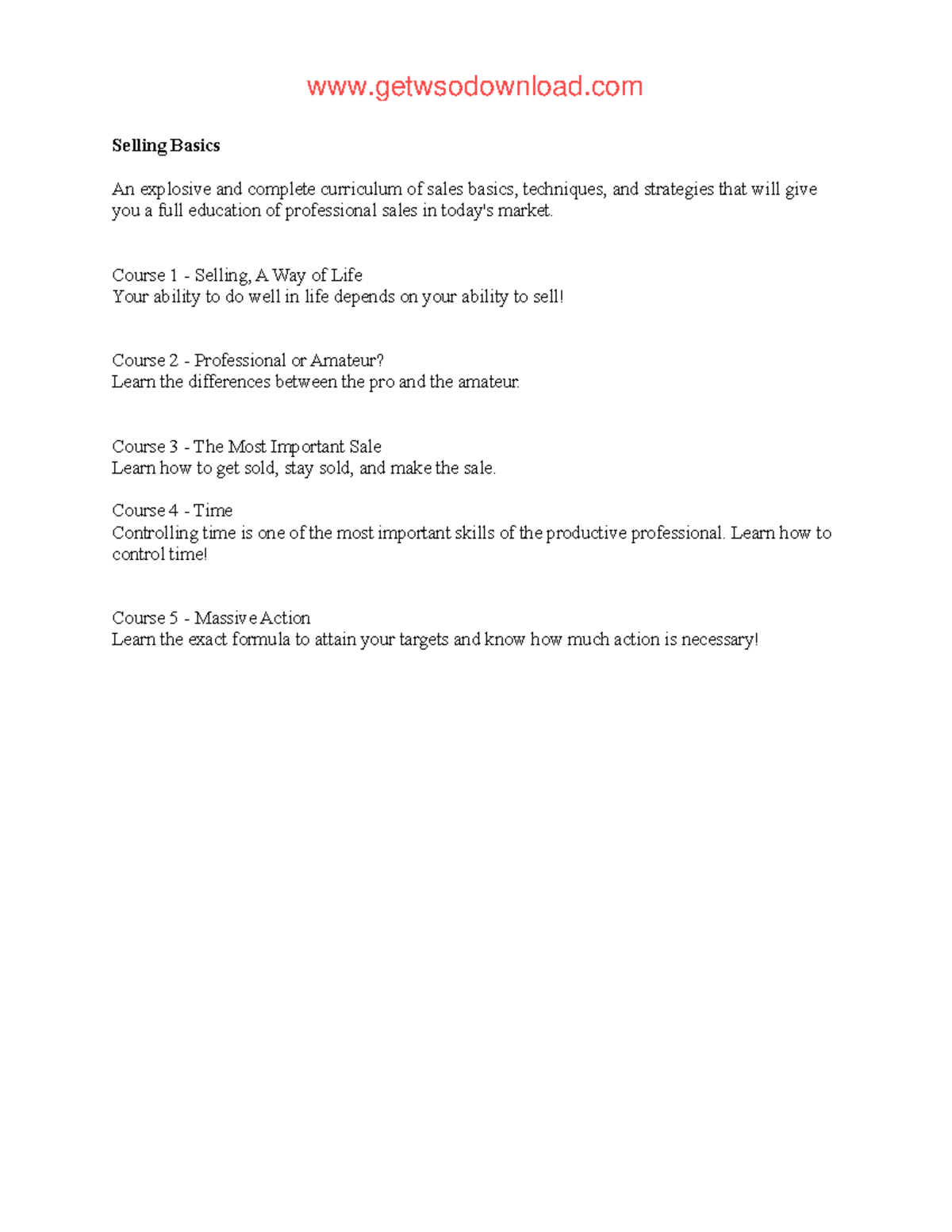 1. Selling Basics Summary - Selling Basics An explosive and complete ...